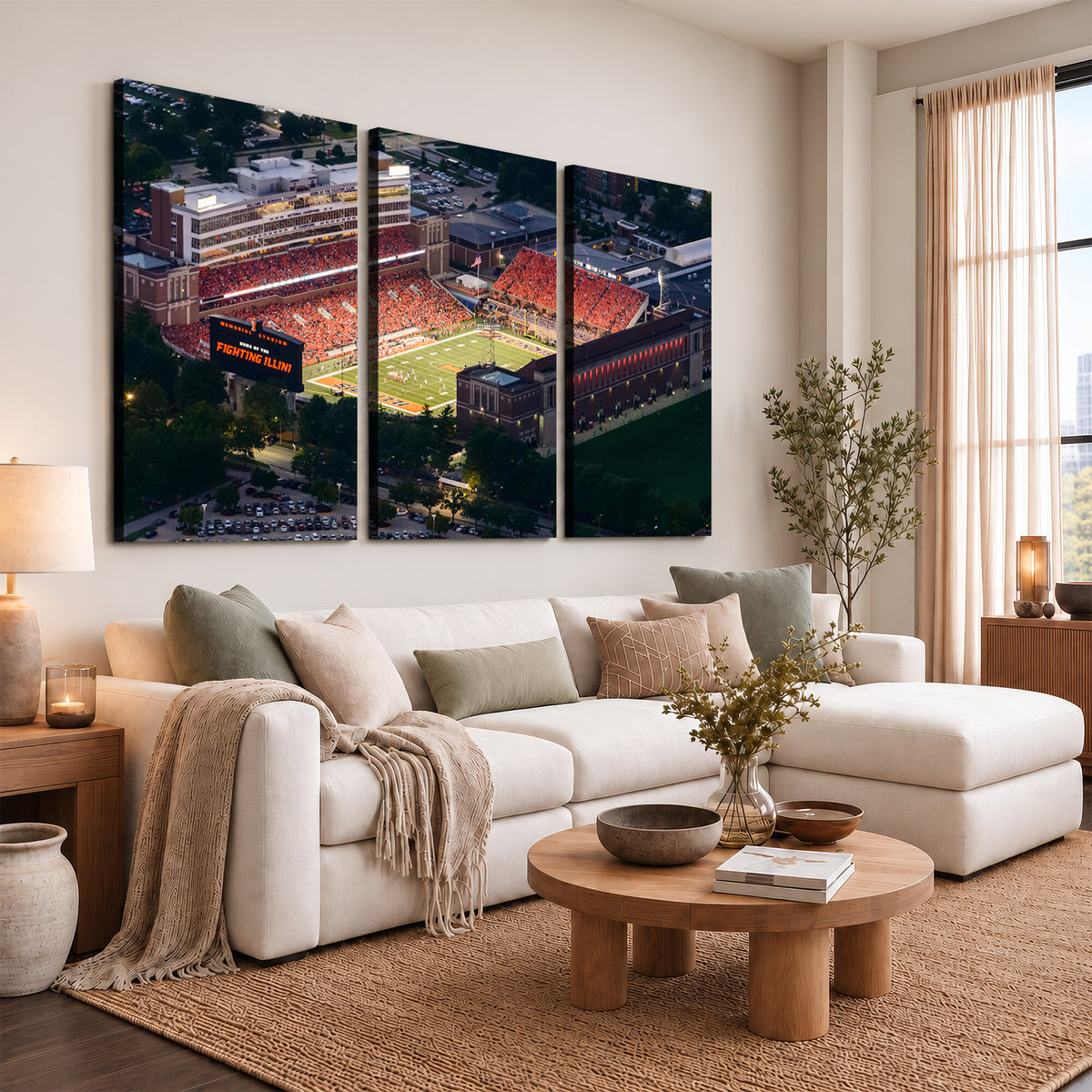 78052-MGV-CV-36X24 - University of Illinois Fighting Illini Football Team Print - Champaign Illinois Memorial Stadium