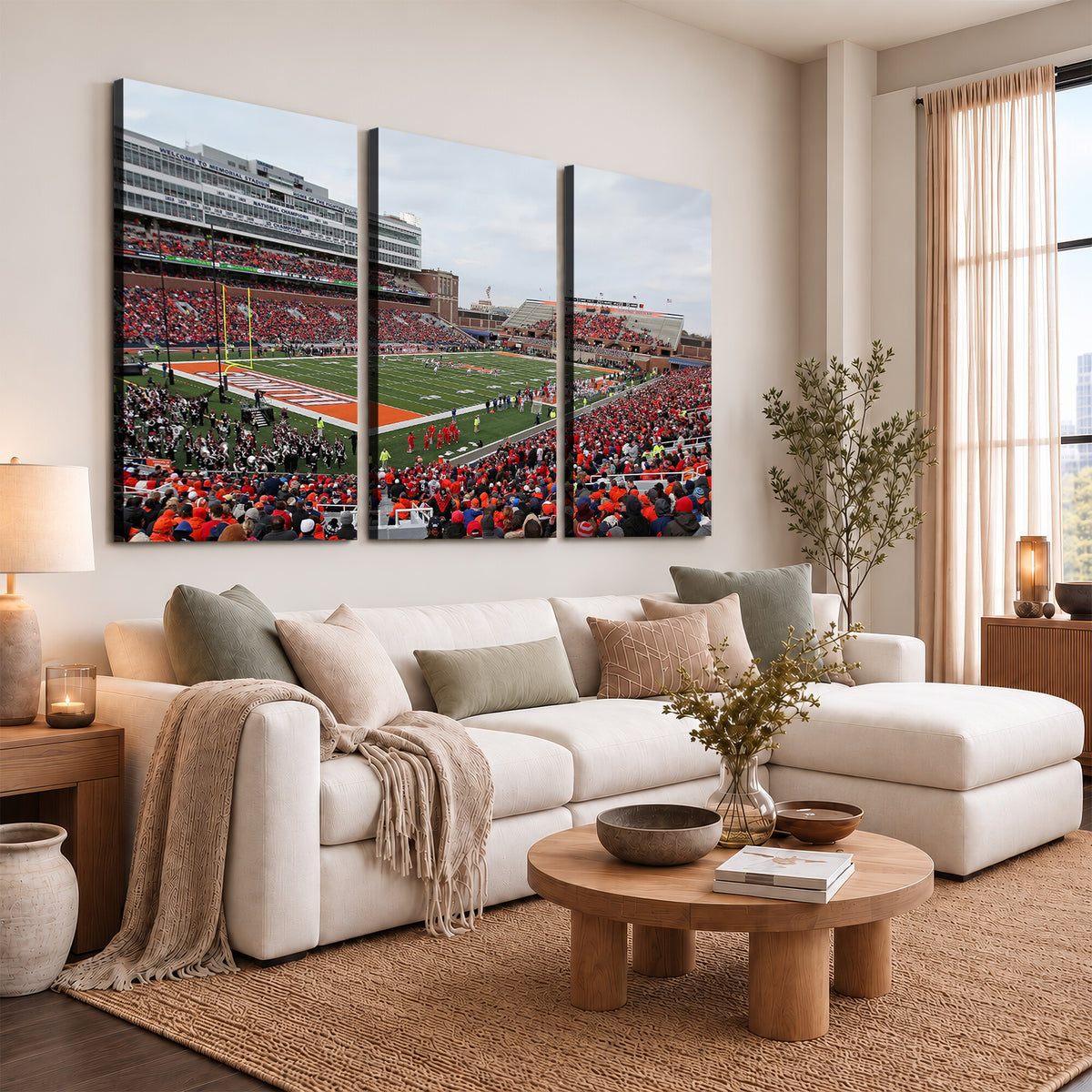 86851-MGV-CV-36X24 - University of Illinois Fighting Illini Football Team Print - Champaign Illinois Memorial Stadium