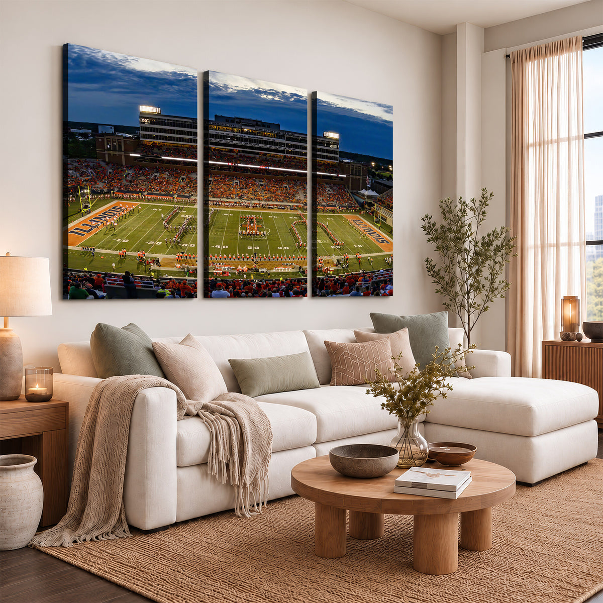 44513-MGV-CV-36X24 - University of Illinois Fighting Illini Football Team Print - Champaign Illinois Memorial Stadium