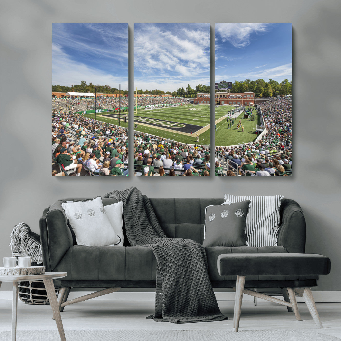 MGV-CV-48X32-3P - University of Charlotte 49ers Football Team Print - Charlotte Jerry Richardson Stadium Canvas Print