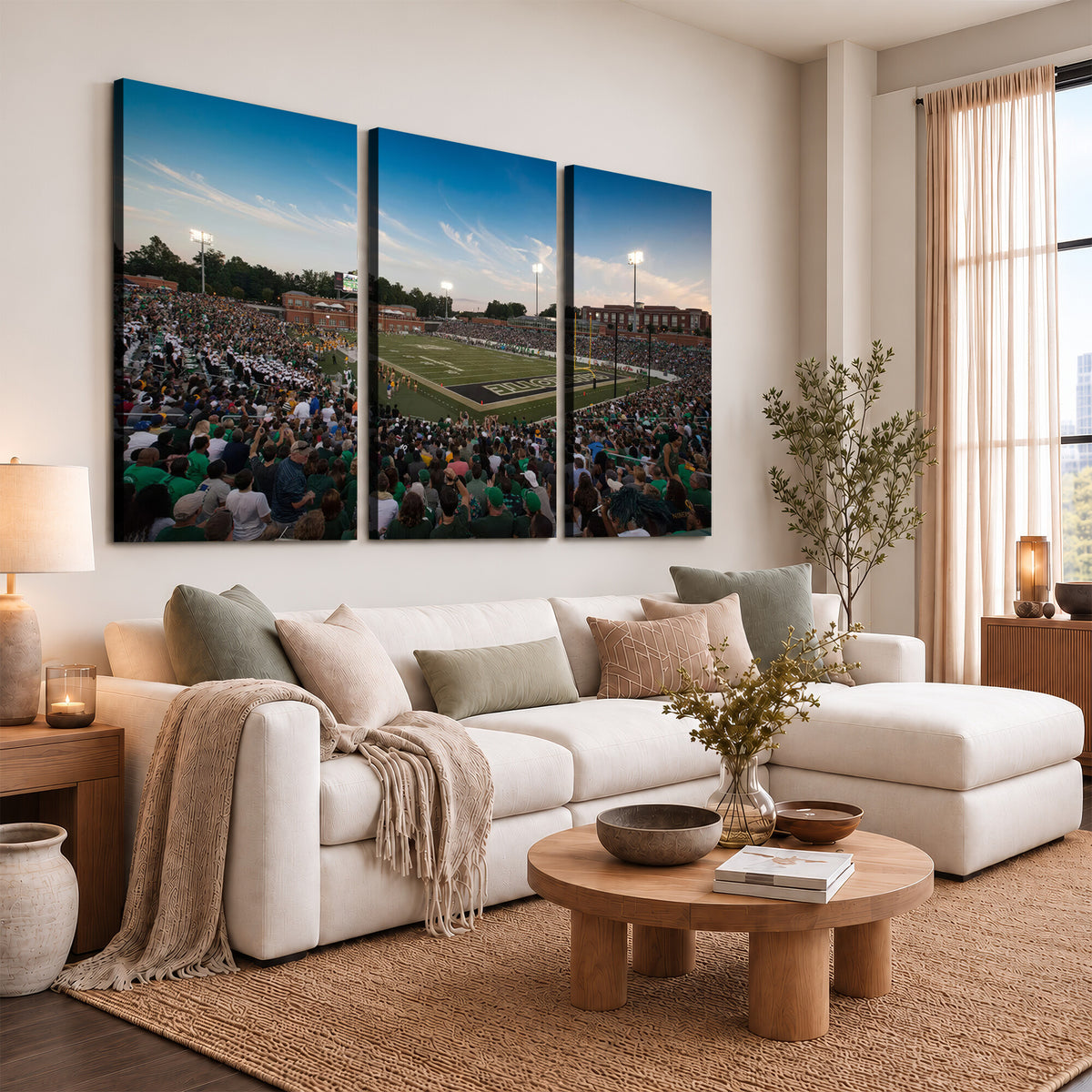 12290-MGV-CV-36X24 - University of Charlotte 49ers Football Team Print - Charlotte Jerry Richardson Stadium Wall Art