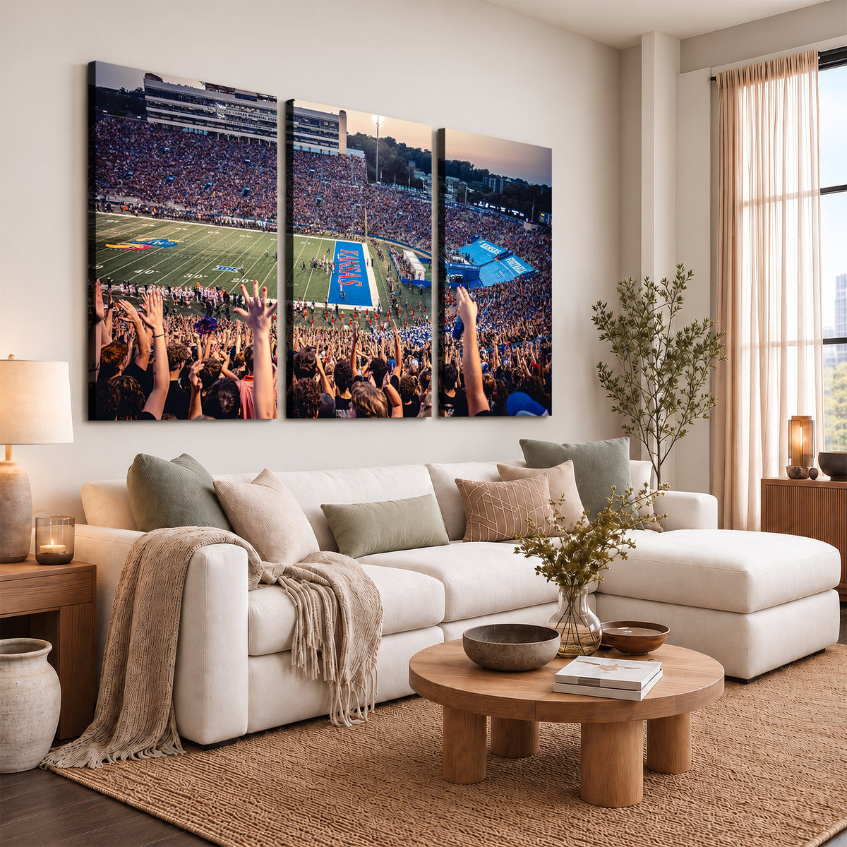 40169-MGV-CV-36X24 - University of Kansas Jayhawks Football Team Art Print - Lawrence Kansas Memorial Stadium Wall Art
