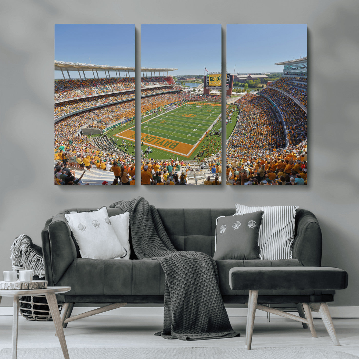 MGV-CV-48X32-3P - Baylor University Bears Football Team Print - Waco McLane Stadium Wall Art Canvas Print