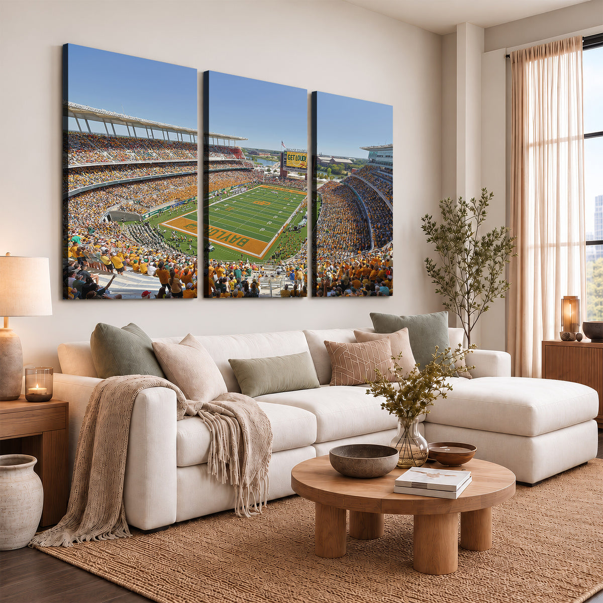 49912-MGV-CV-36X24 - Baylor University Bears Football Team Print - Waco McLane Stadium Wall Art Canvas Print