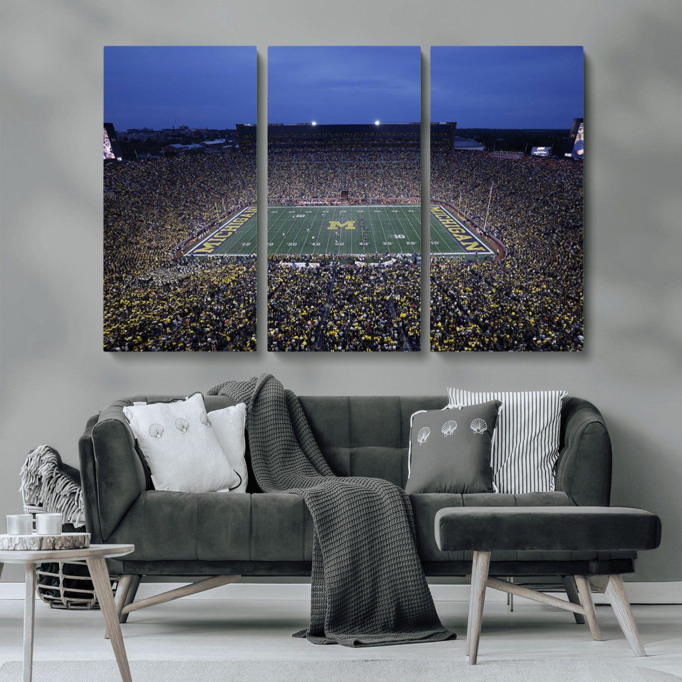 MGV-CV-48X32-3P - University of Michigan Wolverines Football Team Print - Ann Arbor Michigan Stadium Wall Art Canvas
