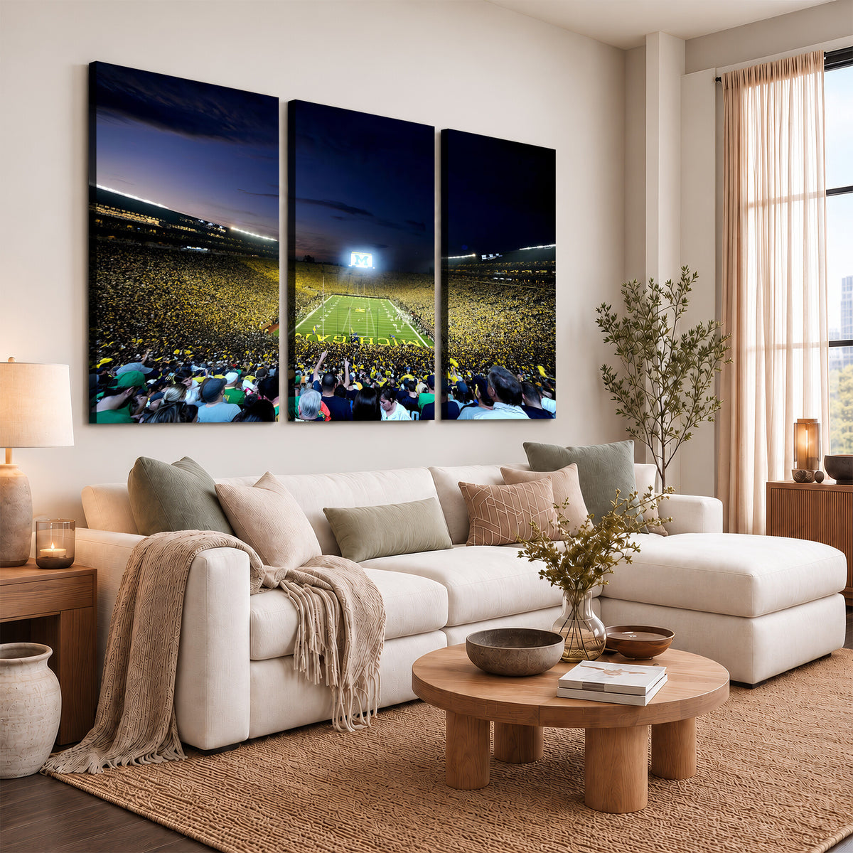22115-MGV-CV-36X24 - University of Michigan Wolverines Football Team Print - Ann Arbor Michigan Stadium Canvas Print