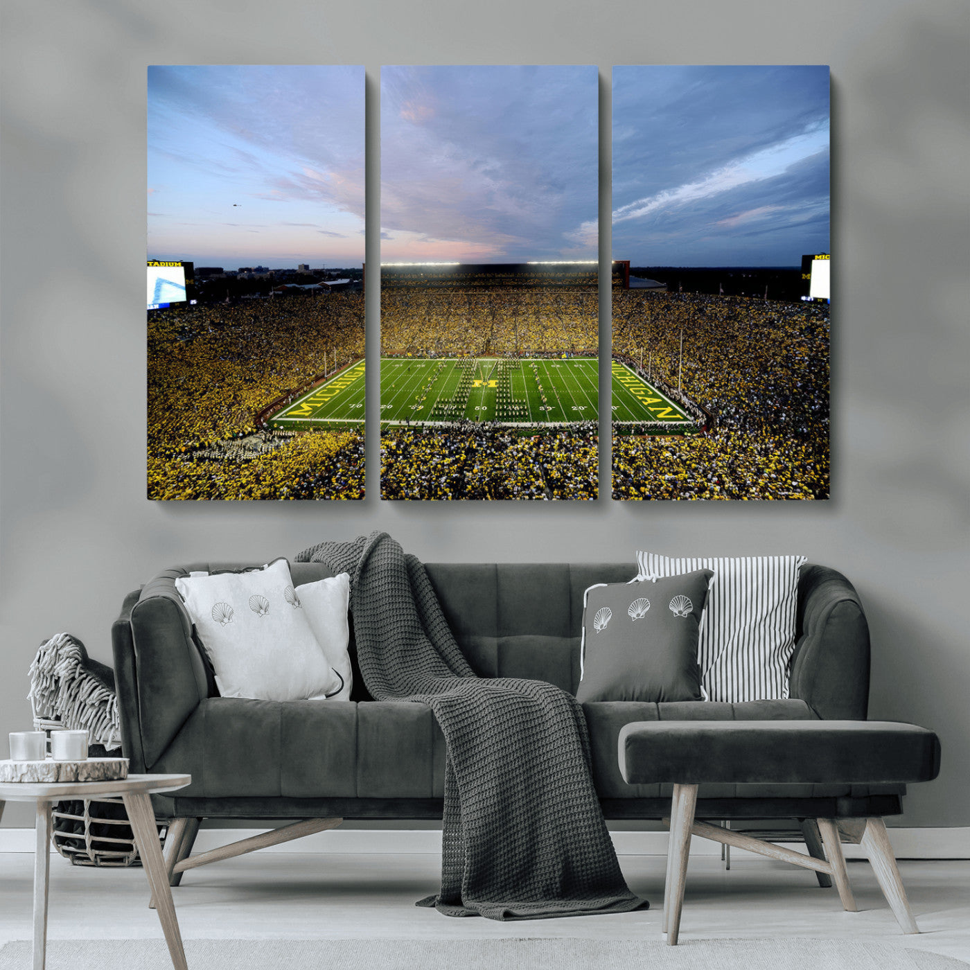 MGV-CV-48X32-3P - University of Michigan Wolverines Football Team Print - Ann Arbor Michigan Stadium Wall Art Canvas