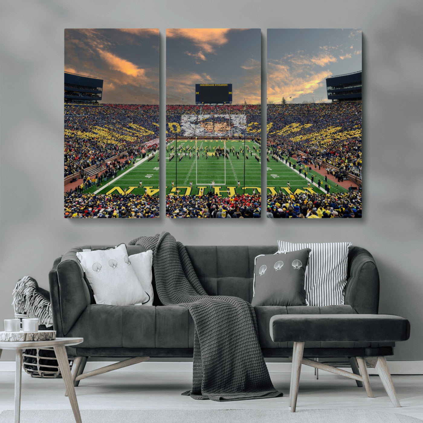 MGV-CV-48X32-3P - University of Michigan Wolverines Print Canvas, Football Team Print - Ann Arbor Michigan Stadium