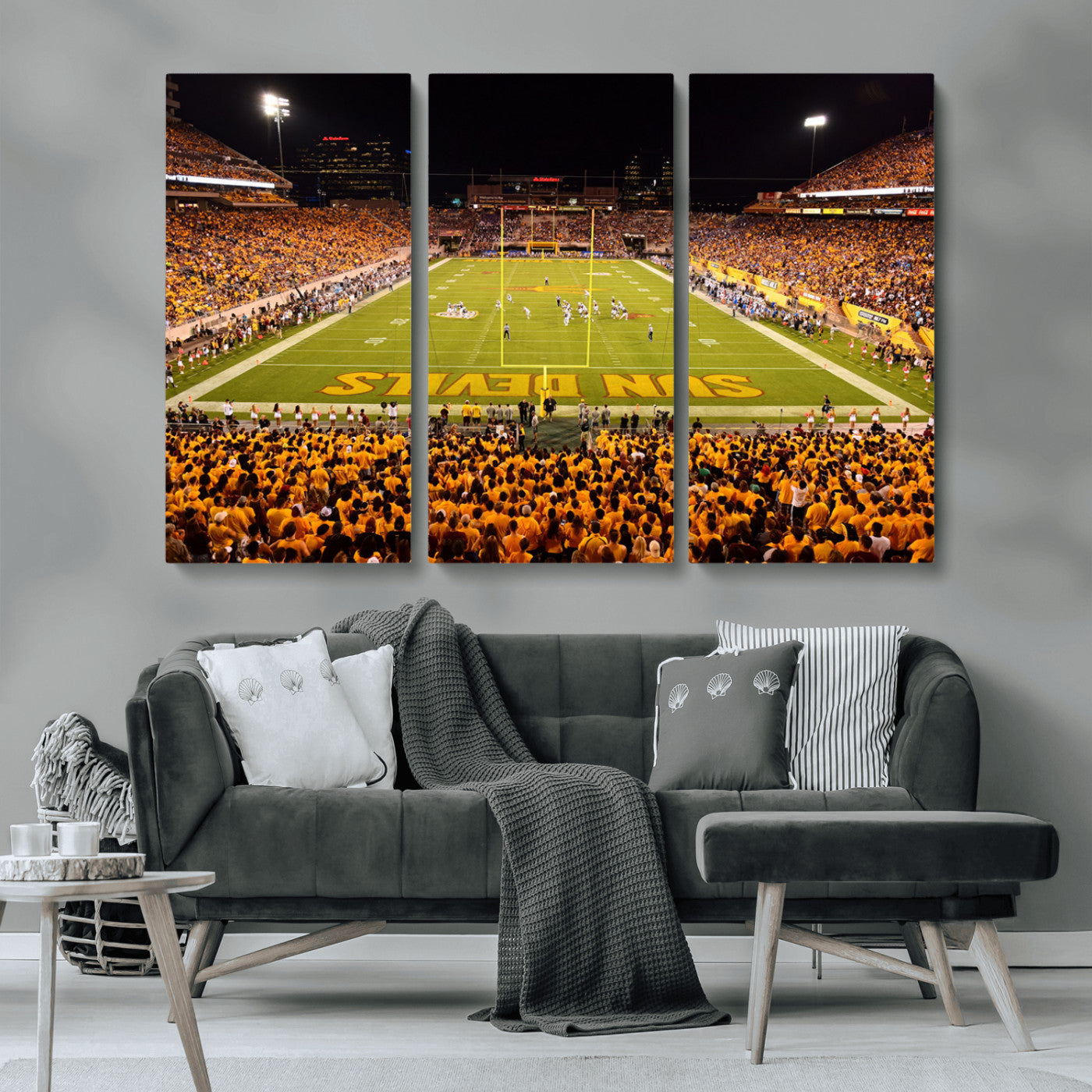 MGV-CV-48X32-3P - ASU Sun Devils Football Team Print - Phoenix Mountain America Stadium Wall Art Canvas Print