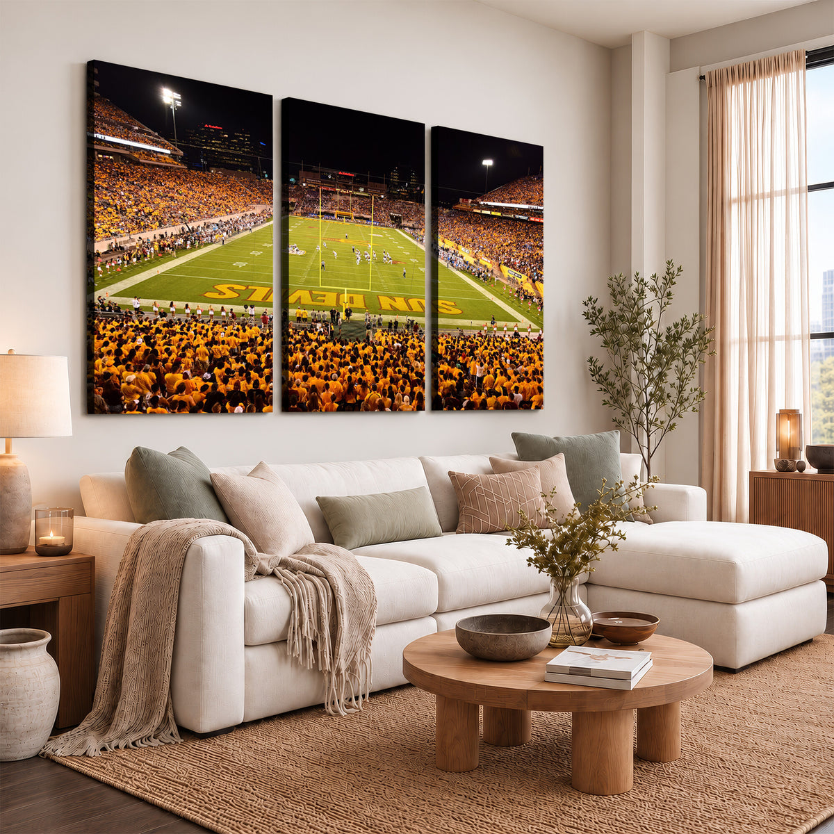 21588-MGV-CV-36X24 - ASU Sun Devils Football Team Print - Phoenix Mountain America Stadium Wall Art Canvas Print