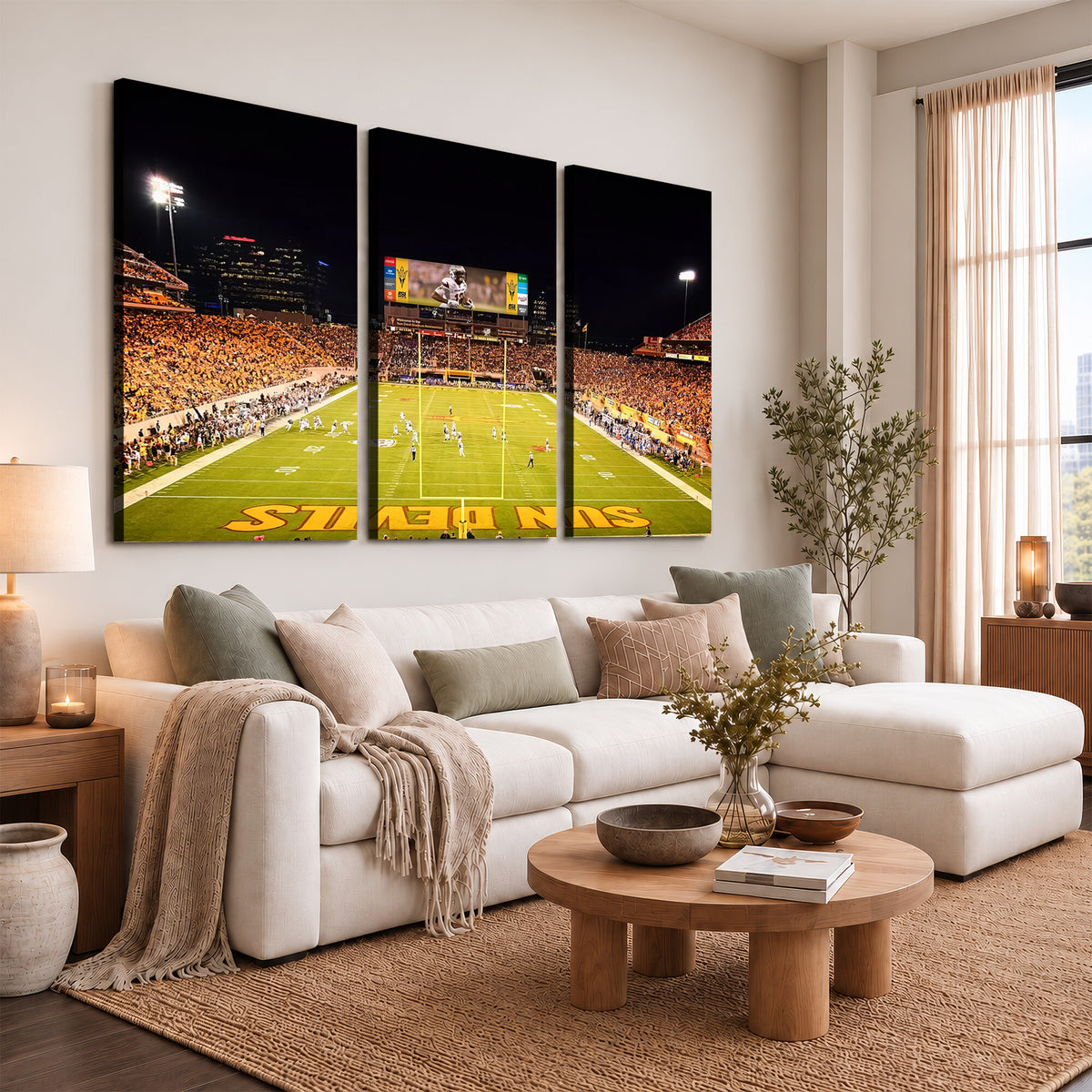 87612-MGV-CV-36X24 - ASU Sun Devils Football Team Print - Phoenix Mountain America Stadium Canvas Print