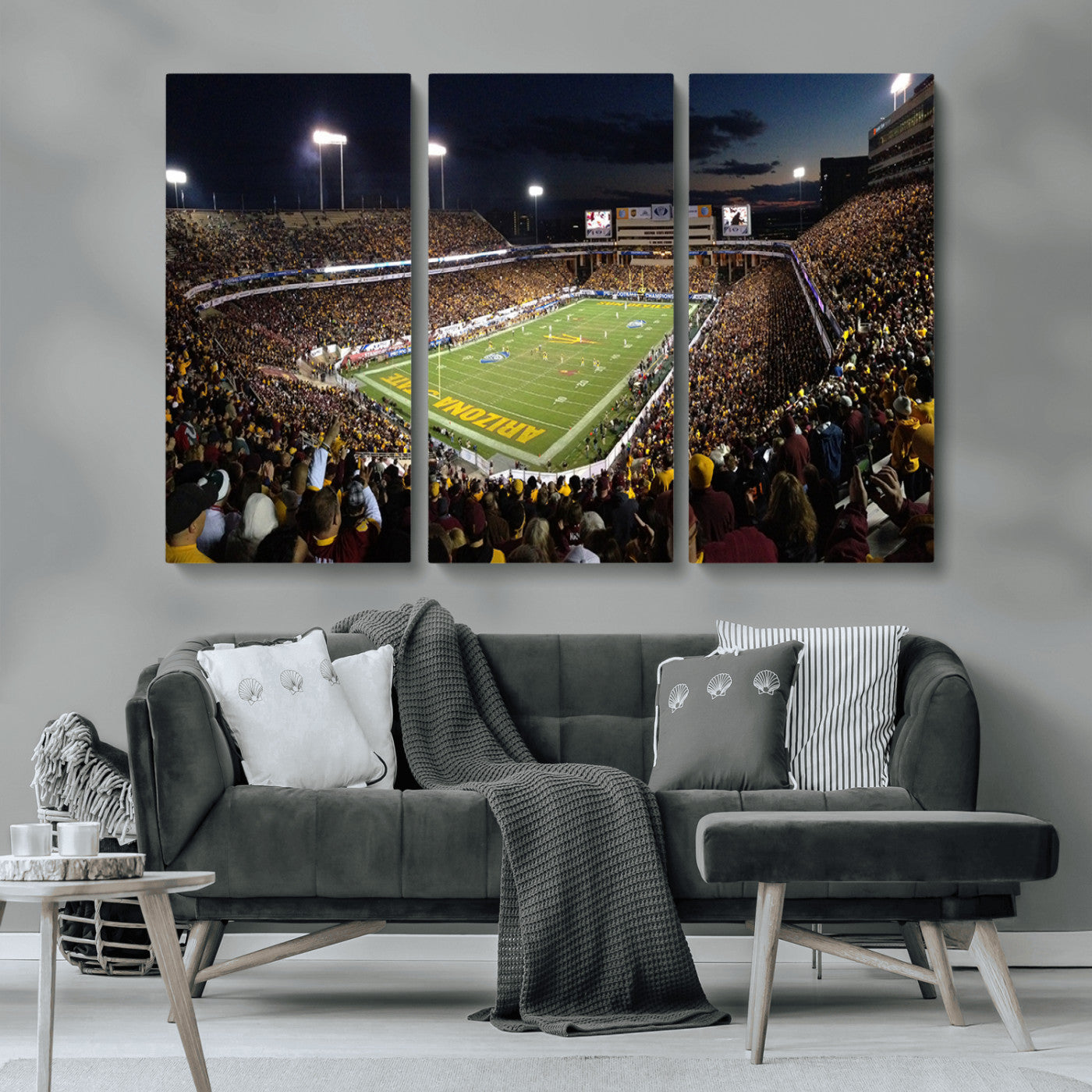 MGV-CV-48X32-3P - ASU Sun Devils Football Team Print Canvas - Phoenix Mountain America Stadium Wall Art Canvas Print