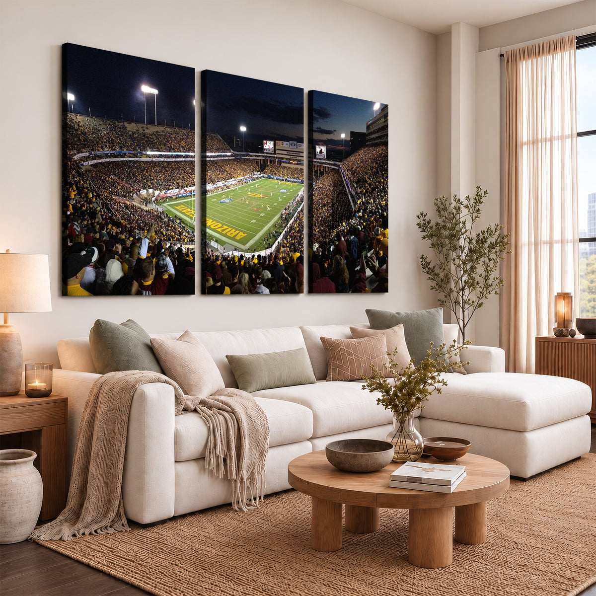 75716-MGV-CV-36X24 - ASU Sun Devils Football Team Print Canvas - Phoenix Mountain America Stadium Wall Art Canvas Print