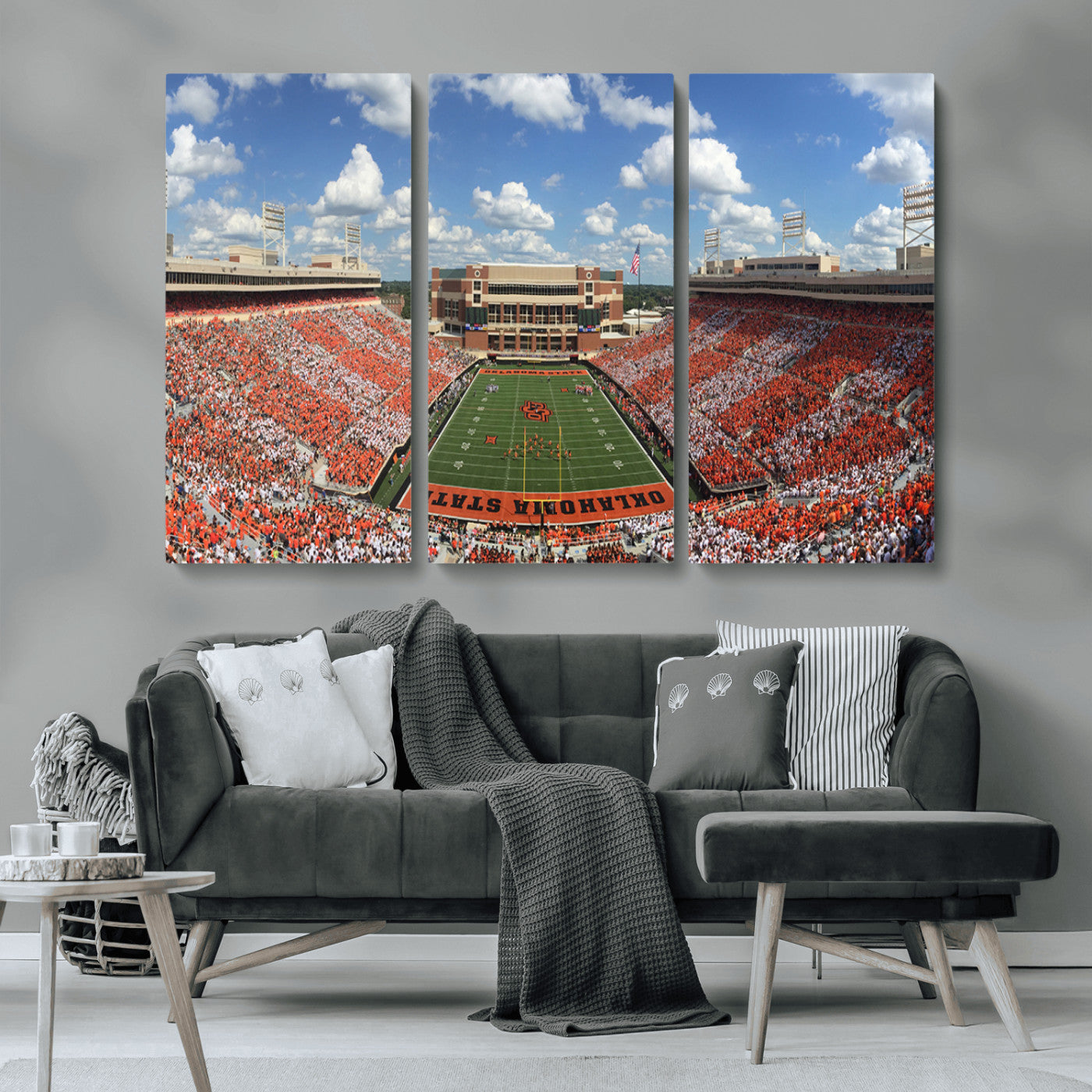 MGV-CV-48X32-3P - Oklahoma State Cowboys Football Team Print - Stillwater Boone Pickens Stadium Wall Art Canvas Print