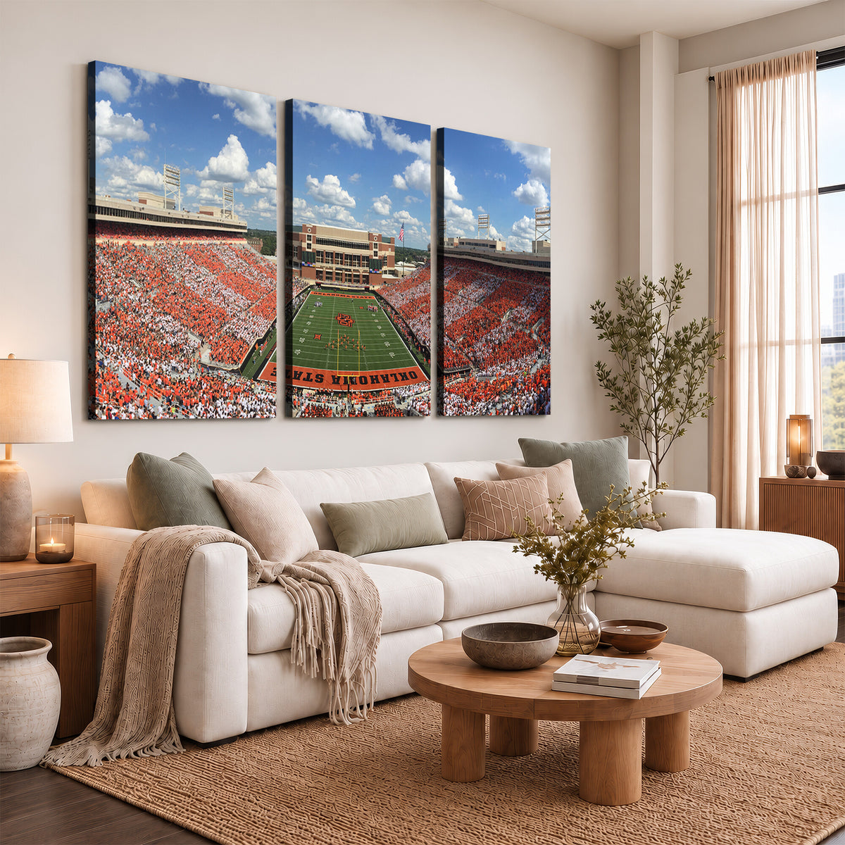 65192-MGV-CV-36X24 - Oklahoma State Cowboys Football Team Print - Stillwater Boone Pickens Stadium Wall Art Canvas Print