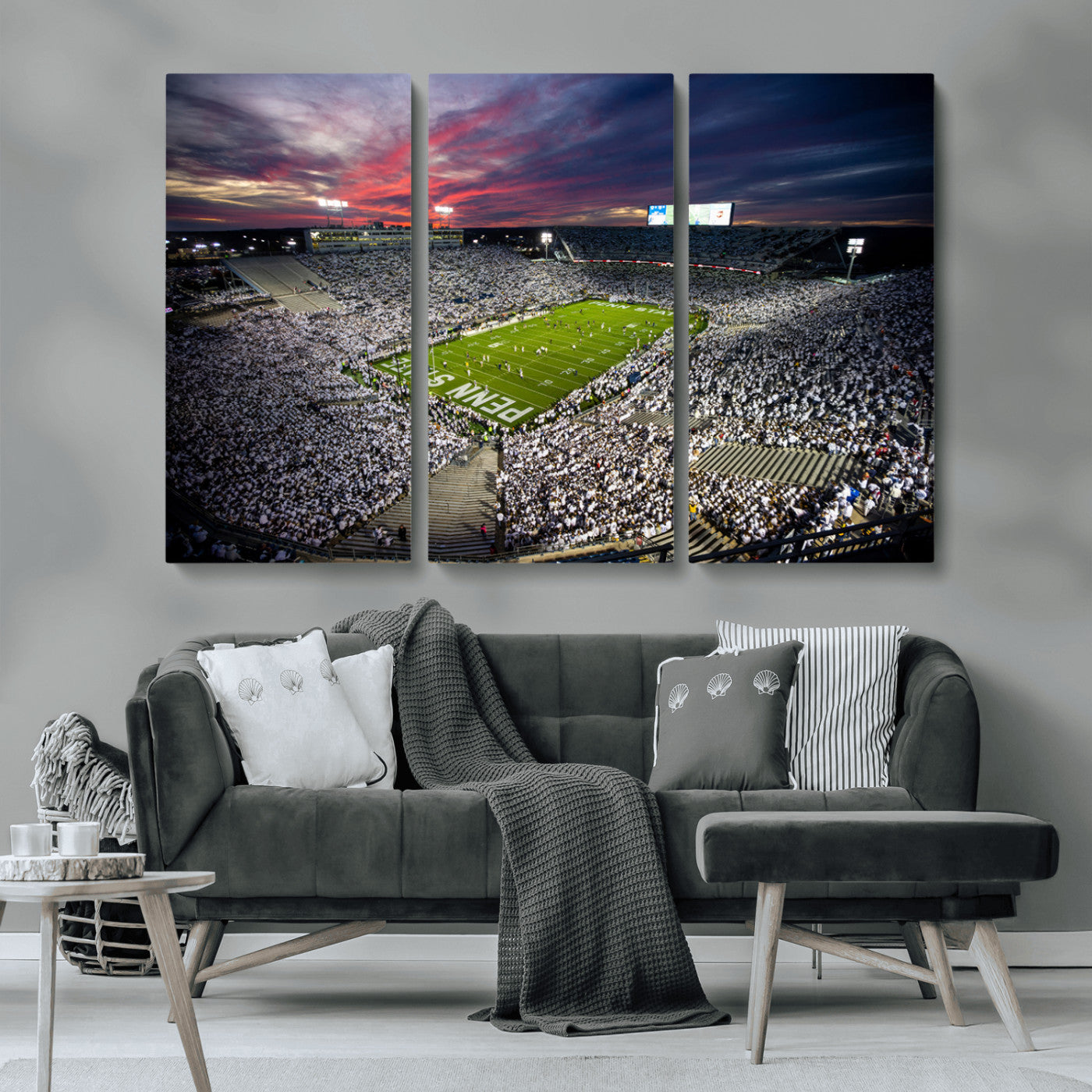 MGV-CV-48X32-3P - Penn State Nittany Lions Football Team Print - University Park Beaver Stadium Art Canvas Print
