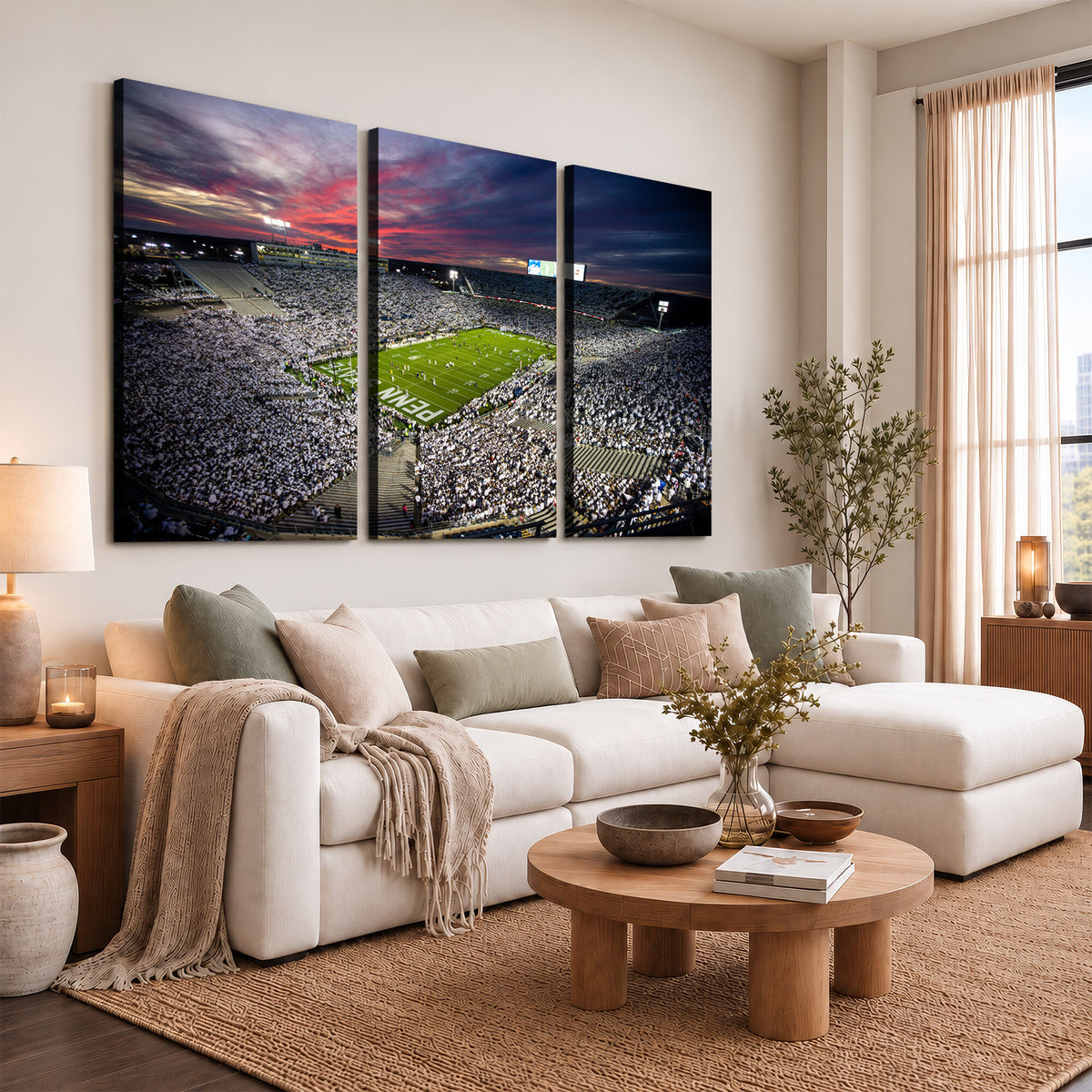 37304-MGV-CV-36X24 - Penn State Nittany Lions Football Team Print - University Park Beaver Stadium Art Canvas Print