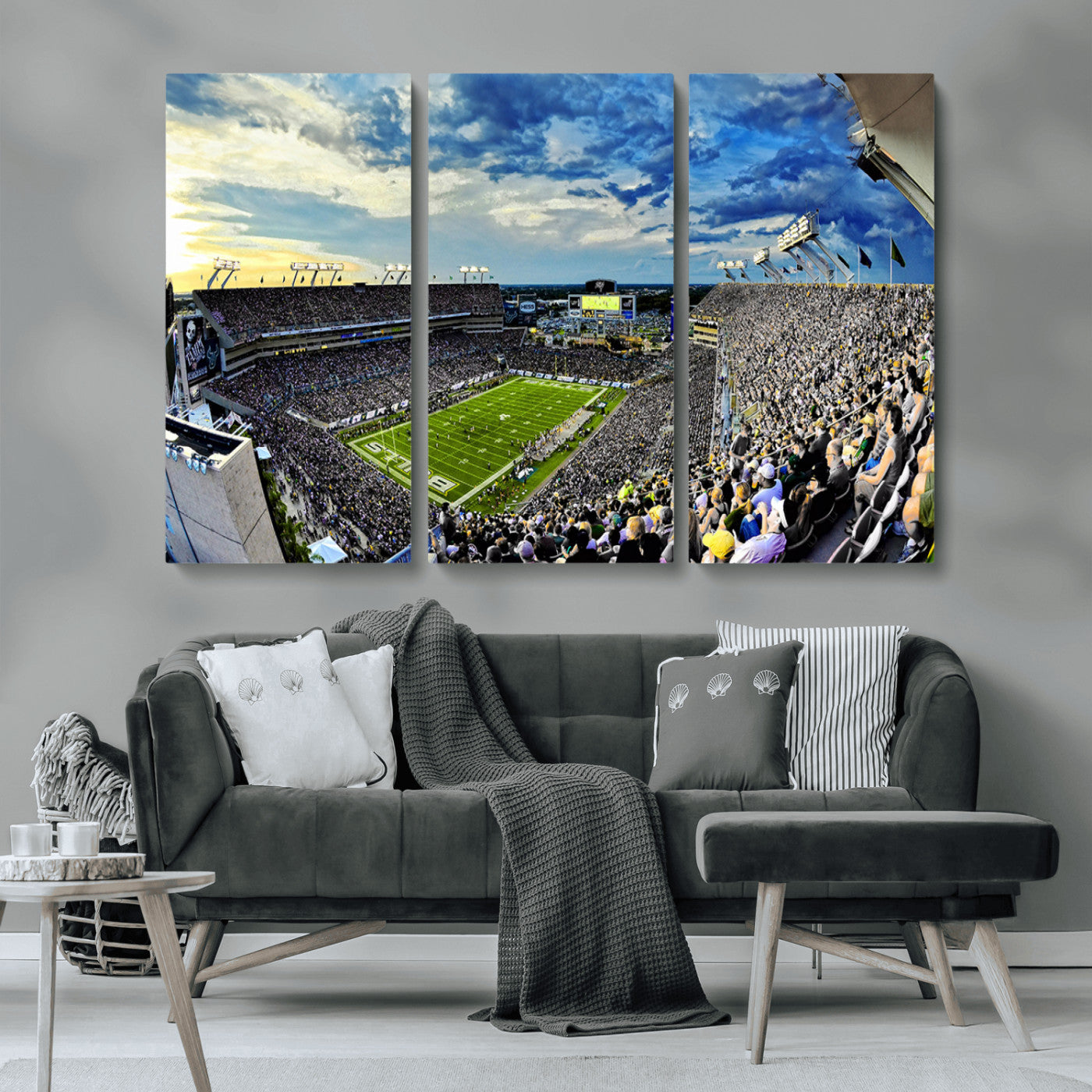 MGV-CV-48X32-3P - Framed USF Bulls Football Team Print - Tampa Raymond James Stadium Wall Art Canvas Print