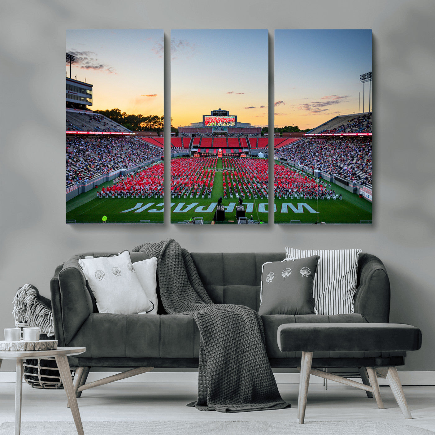 MGV-CV-48X32-3P - NC State Wolfpack Football Team Print Wall Art - Raleigh Carter-Finley Stadium Wall Art Canvas Print
