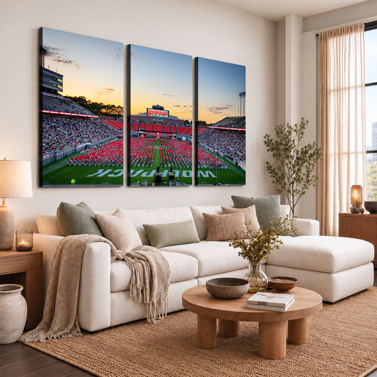 35266-MGV-CV-36X24 - NC State Wolfpack Football Team Print Wall Art - Raleigh Carter-Finley Stadium Wall Art Canvas Print