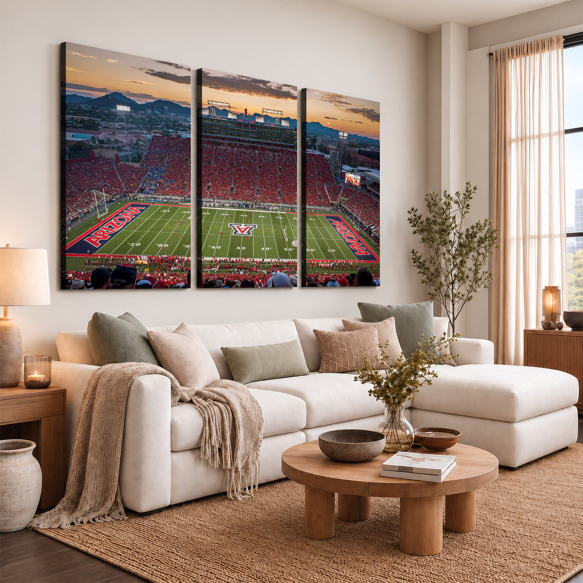 99722-MGV-CV-36X24 - Framed Arizona Wildcats Football Team Print - Tucson Arizona Stadium Wall Art Canvas Print