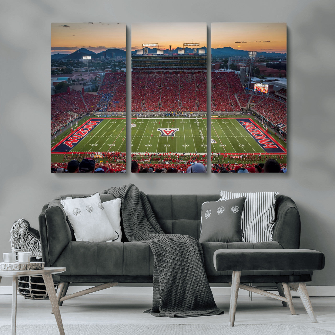 MGV-CV-48X32-3P - Arizona Wildcats Football Team Print - Tucson Arizona Stadium Wall Art Canvas Print