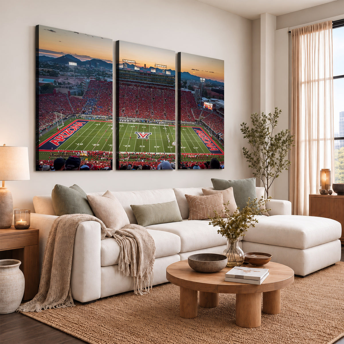 45563-MGV-CV-36X24 - Arizona Wildcats Football Team Print - Tucson Arizona Stadium Wall Art Canvas Print