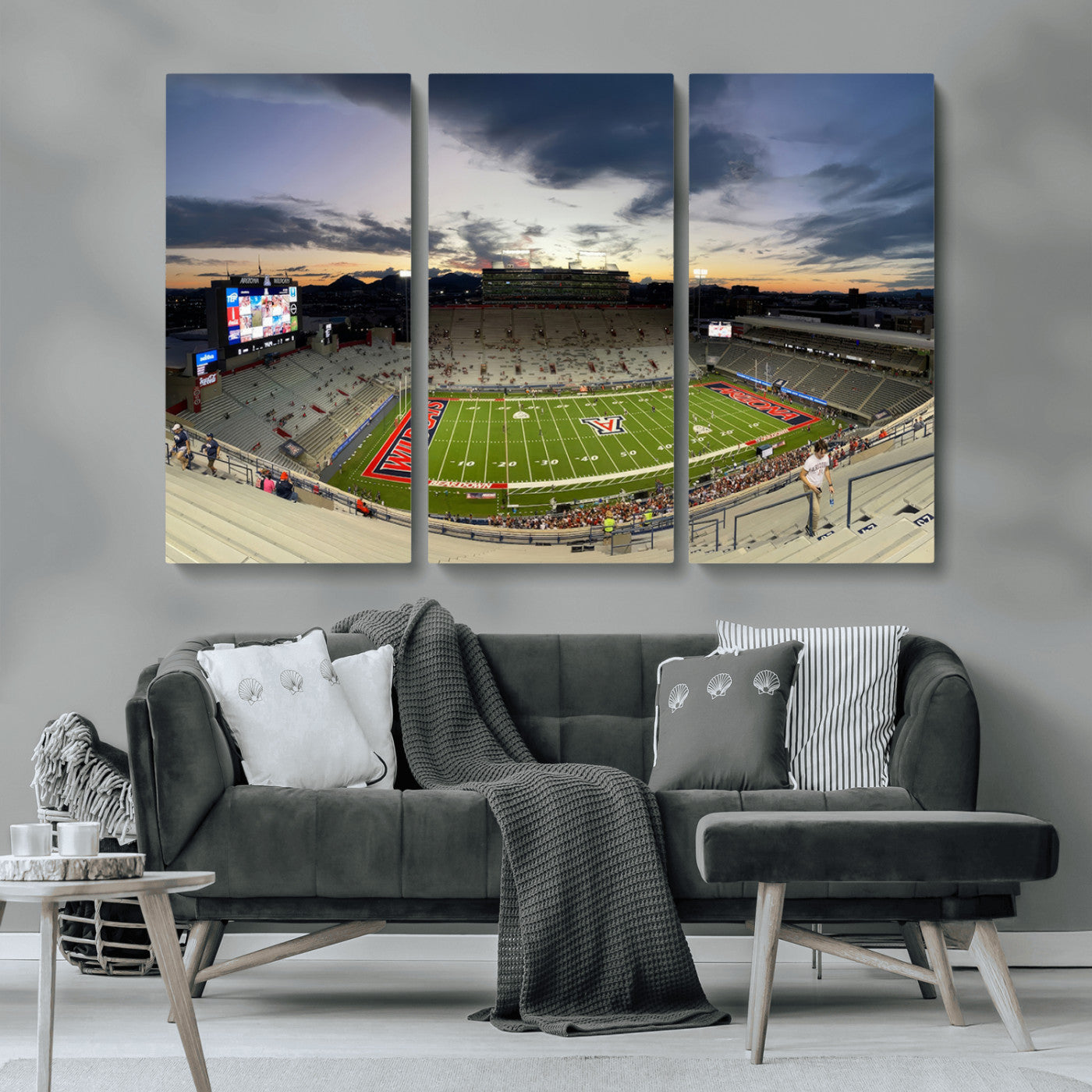 MGV-CV-48X32-3P - Arizona Wildcats Football Team Print - Tucson Arizona Stadium Wall Art Canvas Print