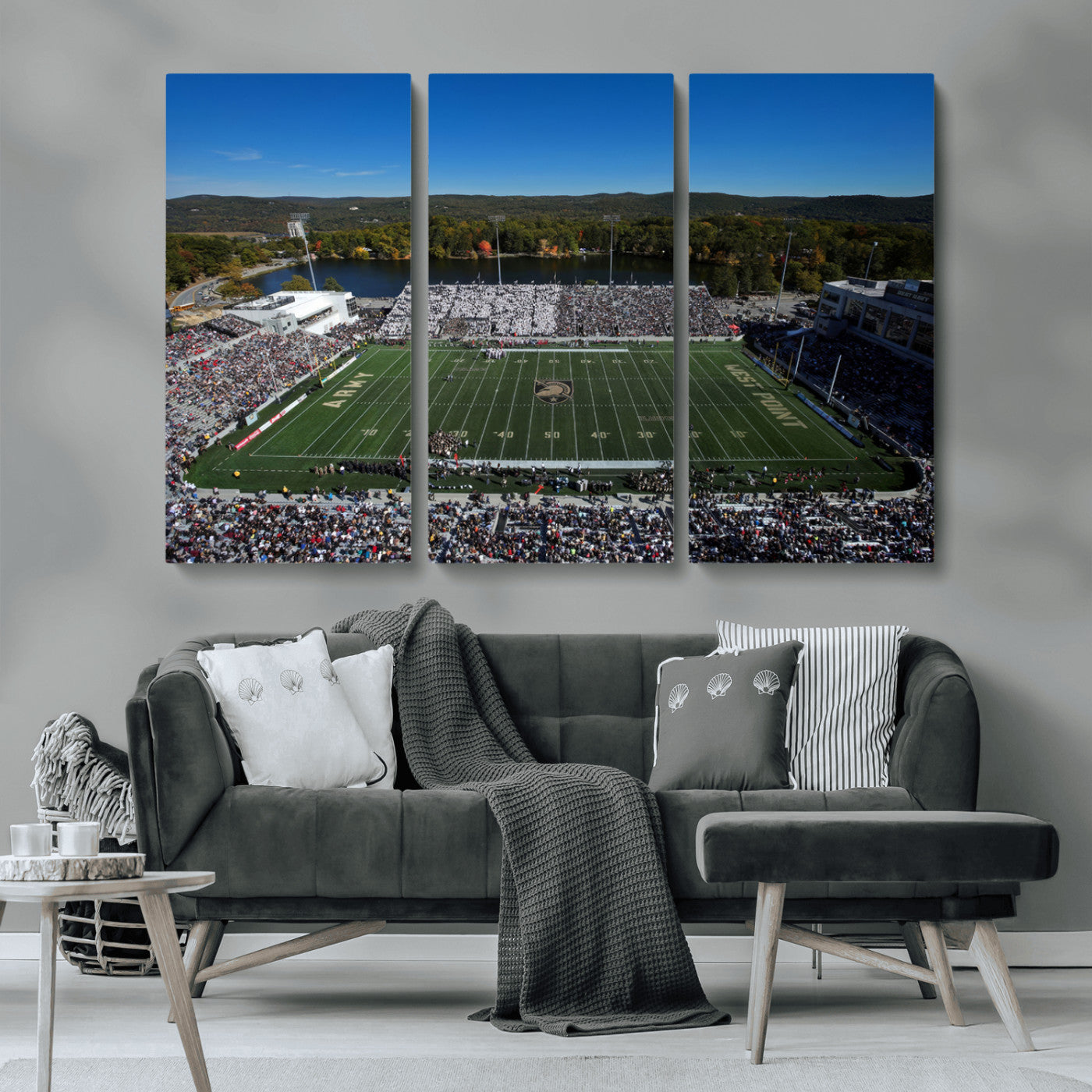 MGV-CV-48X32-3P - Army Black Knights Football Team Print - West Point Michie Stadium Wall Art Canvas Print