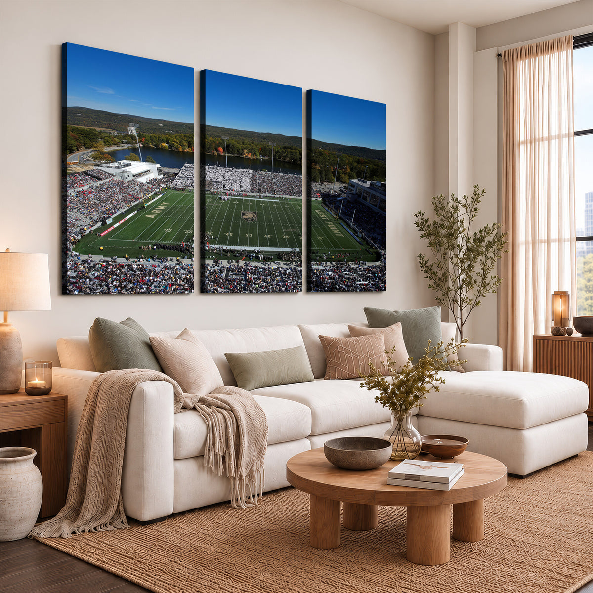 52056-MGV-CV-36X24 - Army Black Knights Football Team Print - West Point Michie Stadium Wall Art Canvas Print