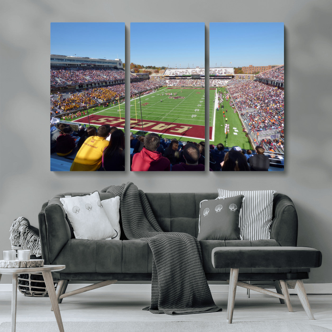 MGV-CV-48X32-3P - Boston College Eagles Football Team Print - Boston Alumni Stadium Wall Art Canvas Print