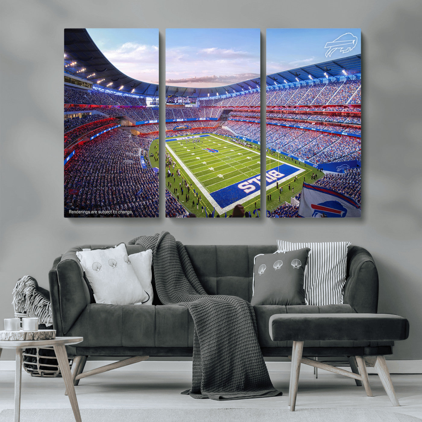 MGV-CV-48X32-3P - Buffalo Bills Football Team Print Canvas - Buffalo Highmark Stadium Wall Art Canvas Print
