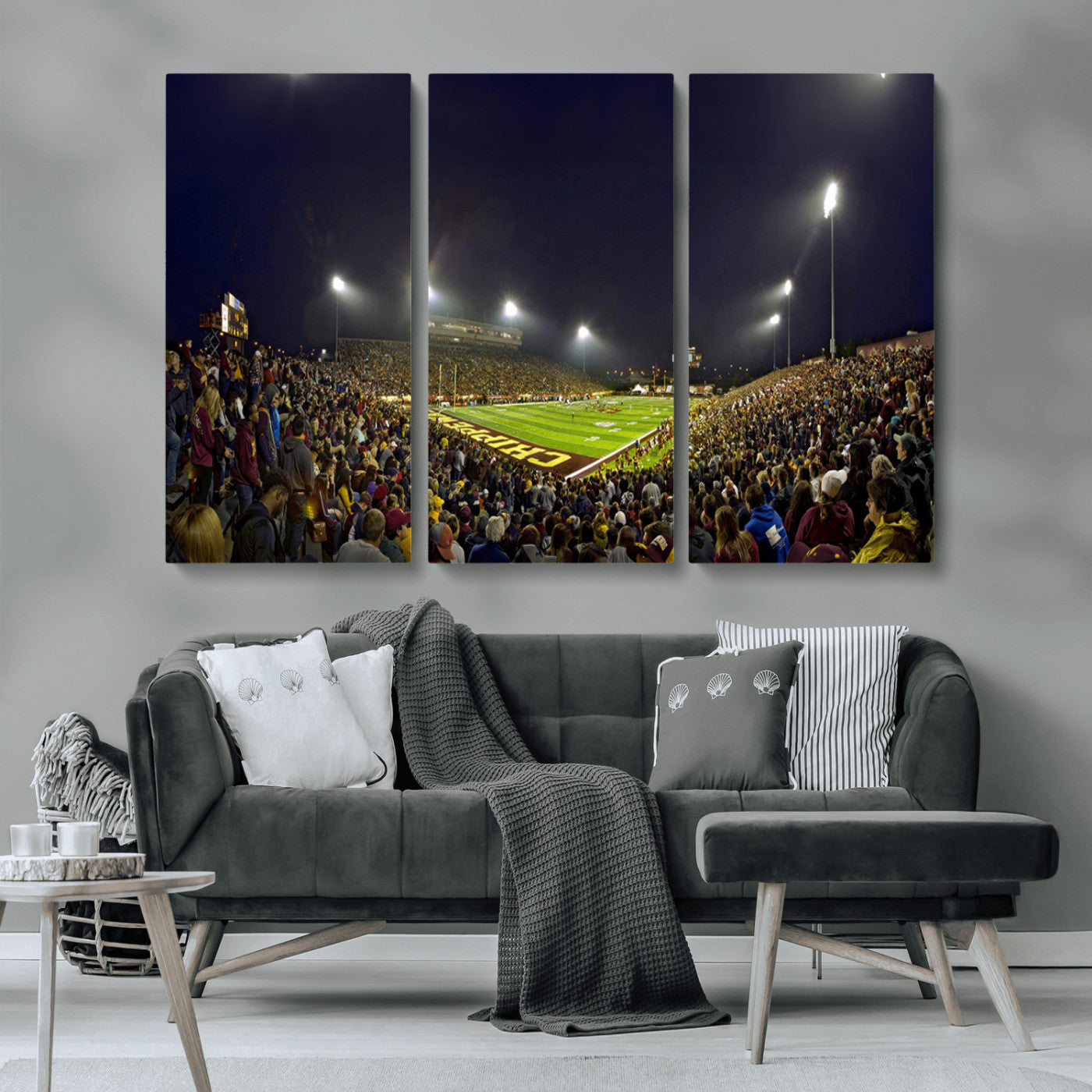 MGV-CV-48X32-3P - Central Michigan University Chippewas Canvas Wall Art, Football Team Print - Mount Pleasant