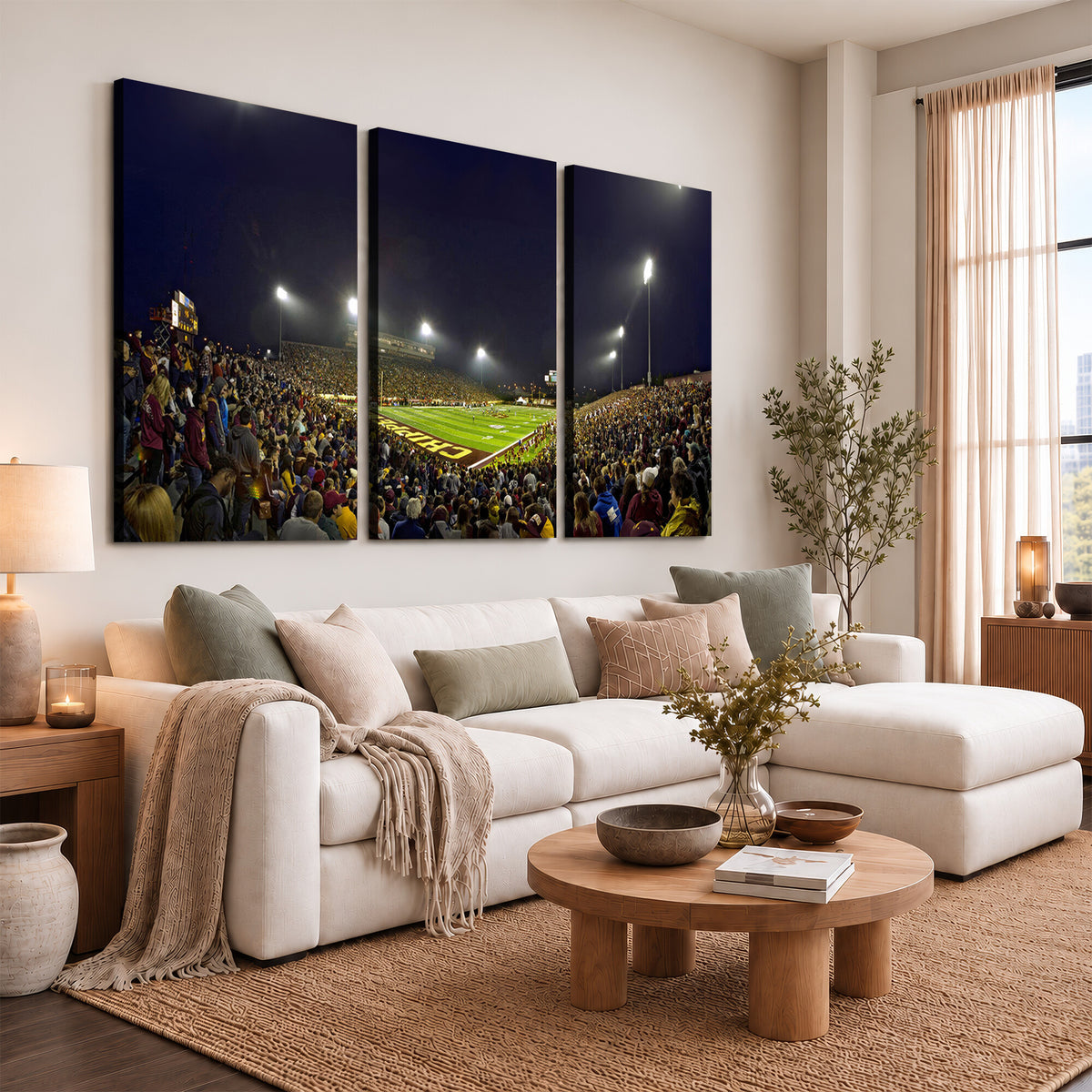 45619-MGV-CV-36X24 - Central Michigan University Chippewas Canvas Wall Art, Football Team Print - Mount Pleasant