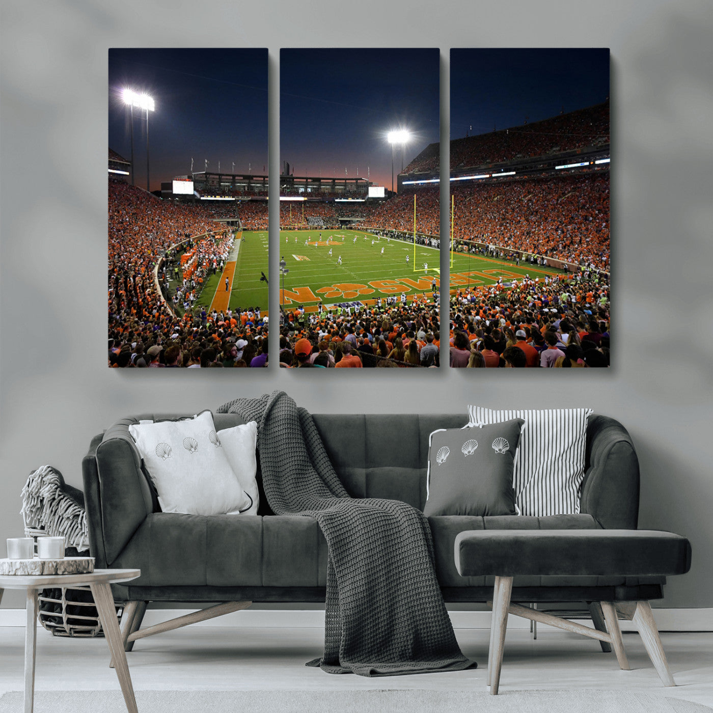 MGV-CV-48X32-3P - Clemson University Tigers Art Print, Football Team Print - Clemson Memorial Stadium Wall Art Canvas