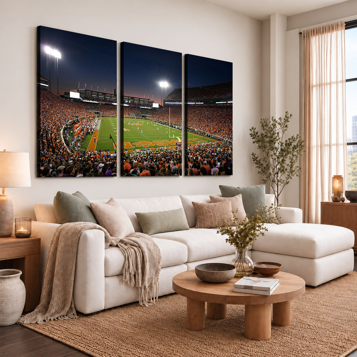 32340-MGV-CV-36X24 - Clemson University Tigers Art Print, Football Team Print
