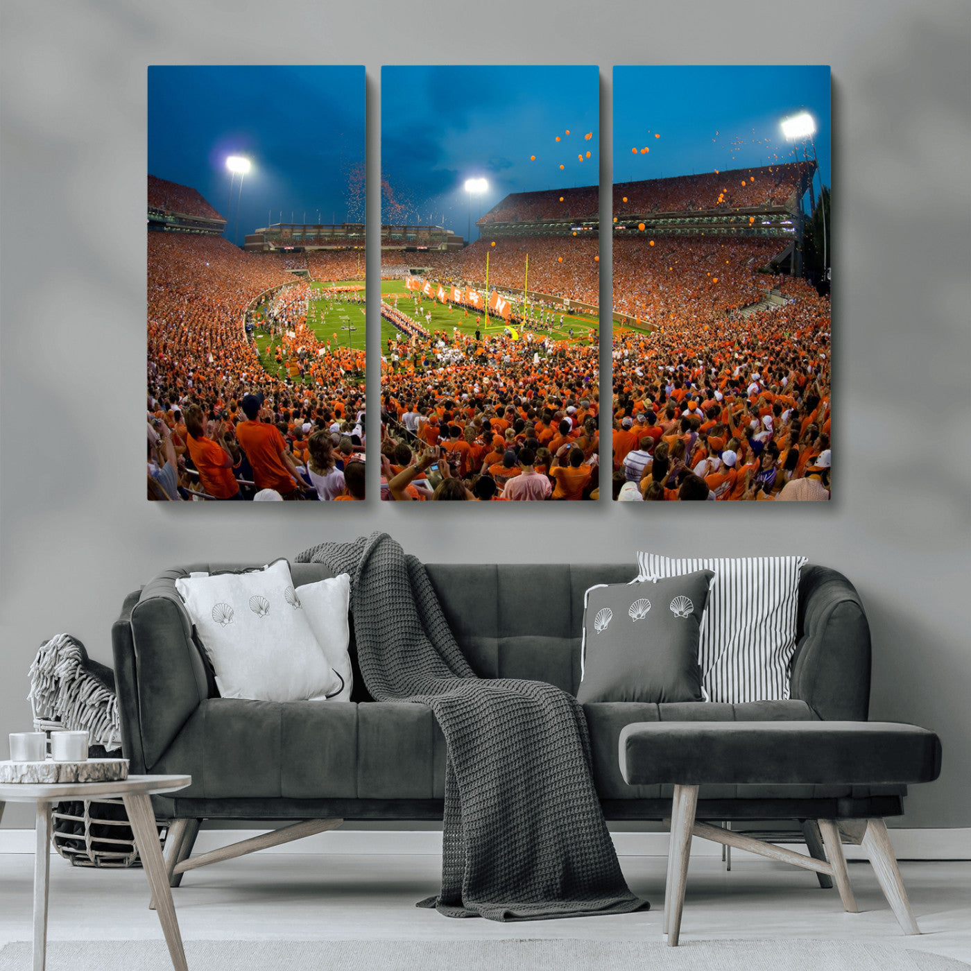 MGV-CV-48X32-3P - Clemson University Tigers Football Team Print - Clemson Memorial Stadium Wall Art Canvas Print
