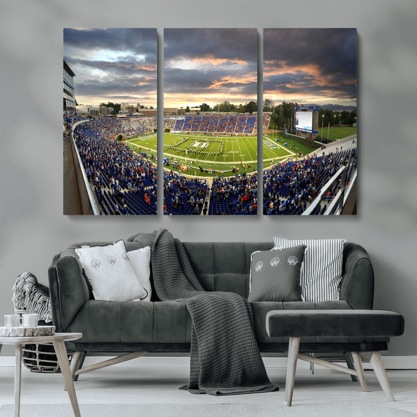 MGV-CV-48X32-3P - Duke University Blue Devils Football Team Print - Durham Wallace Wade Stadium Wall Art Canvas Print