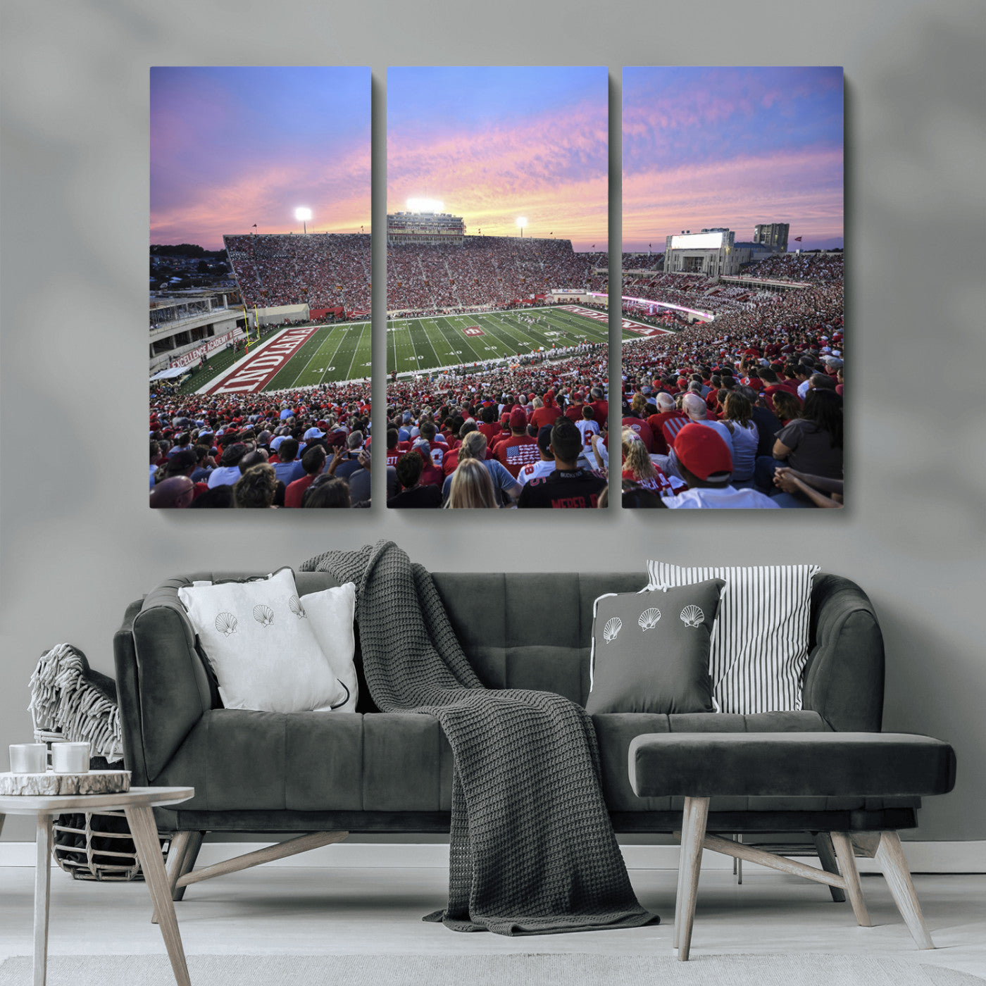 MGV-CV-48X32-3P - Indiana University Hoosiers Football Team Print - Bloomington Memorial Stadium Wall Art Canvas Print