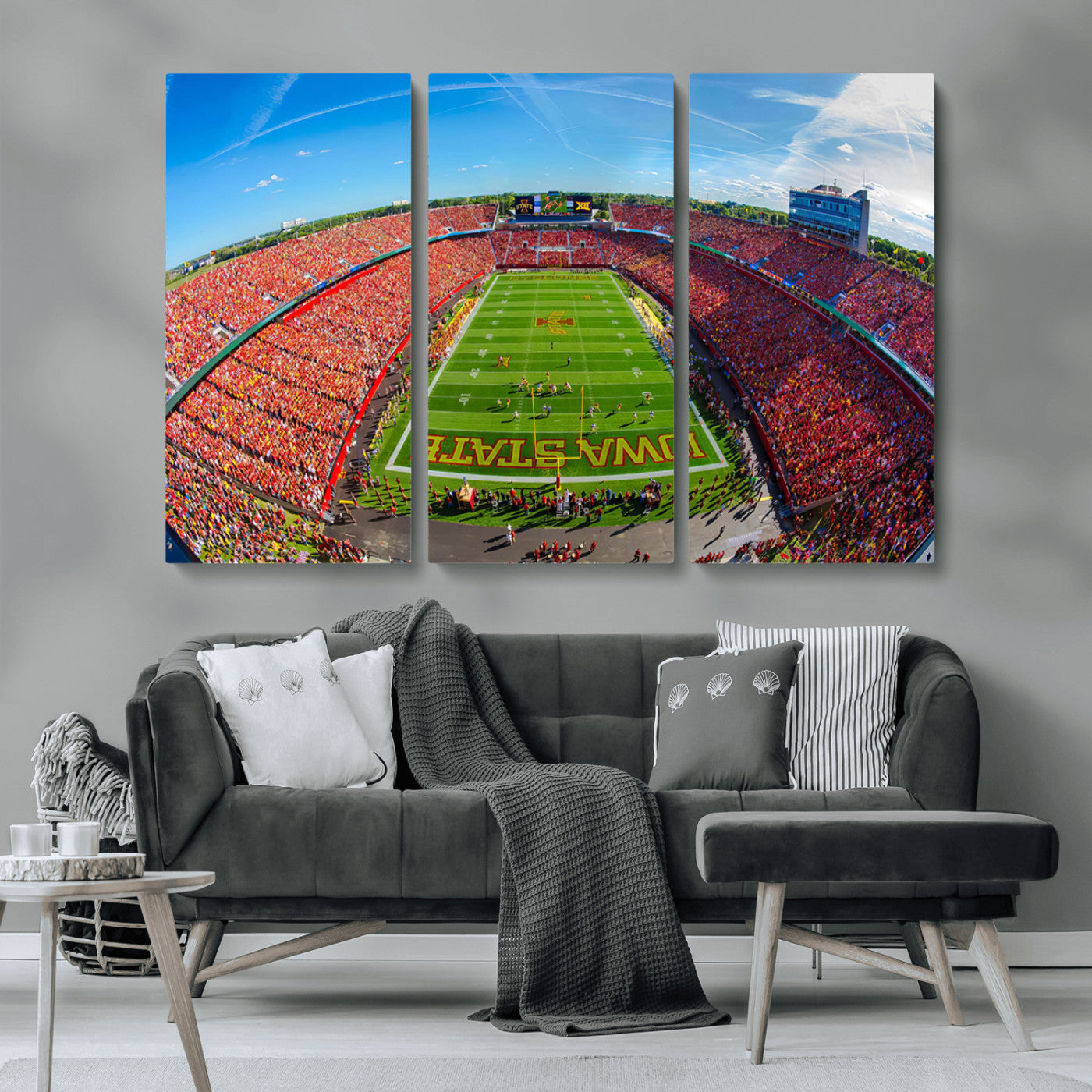 MGV-CV-48X32-3P - Iowa State University Cyclones Football Team Print - Ames Jack Trice Stadium Art Canvas Print
