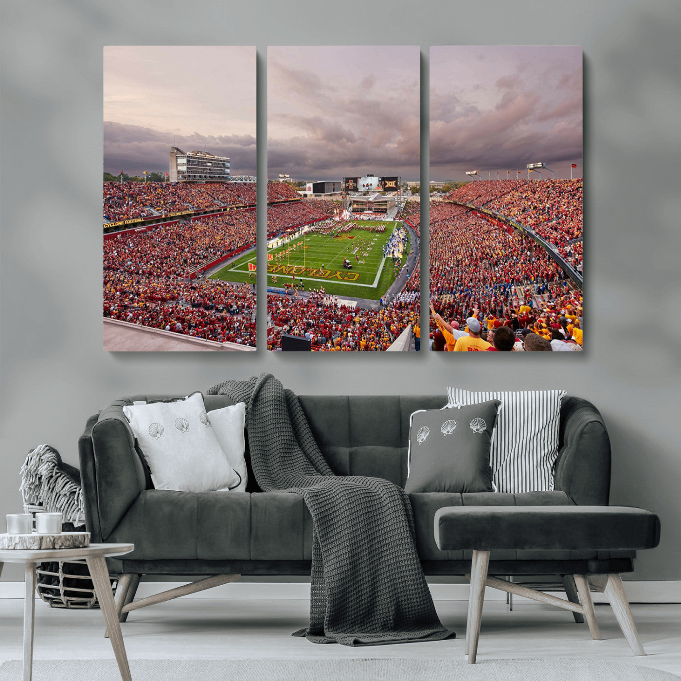 MGV-CV-48X32-3P - Iowa State University Cyclones Football Team Print - Ames Jack Trice Stadium Wall Art Canvas Print