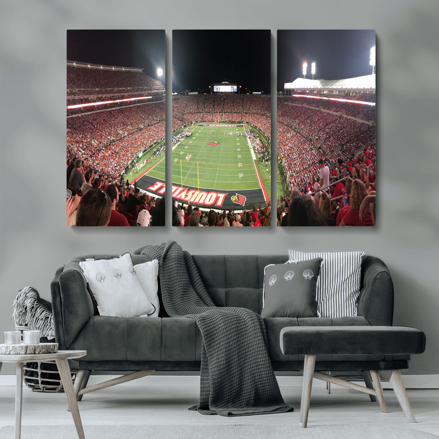 MGV-CV-48X32-3P - University of Louisville Cardinals Football Team Print - Louisville Cardinal Stadium Wall Art Canvas