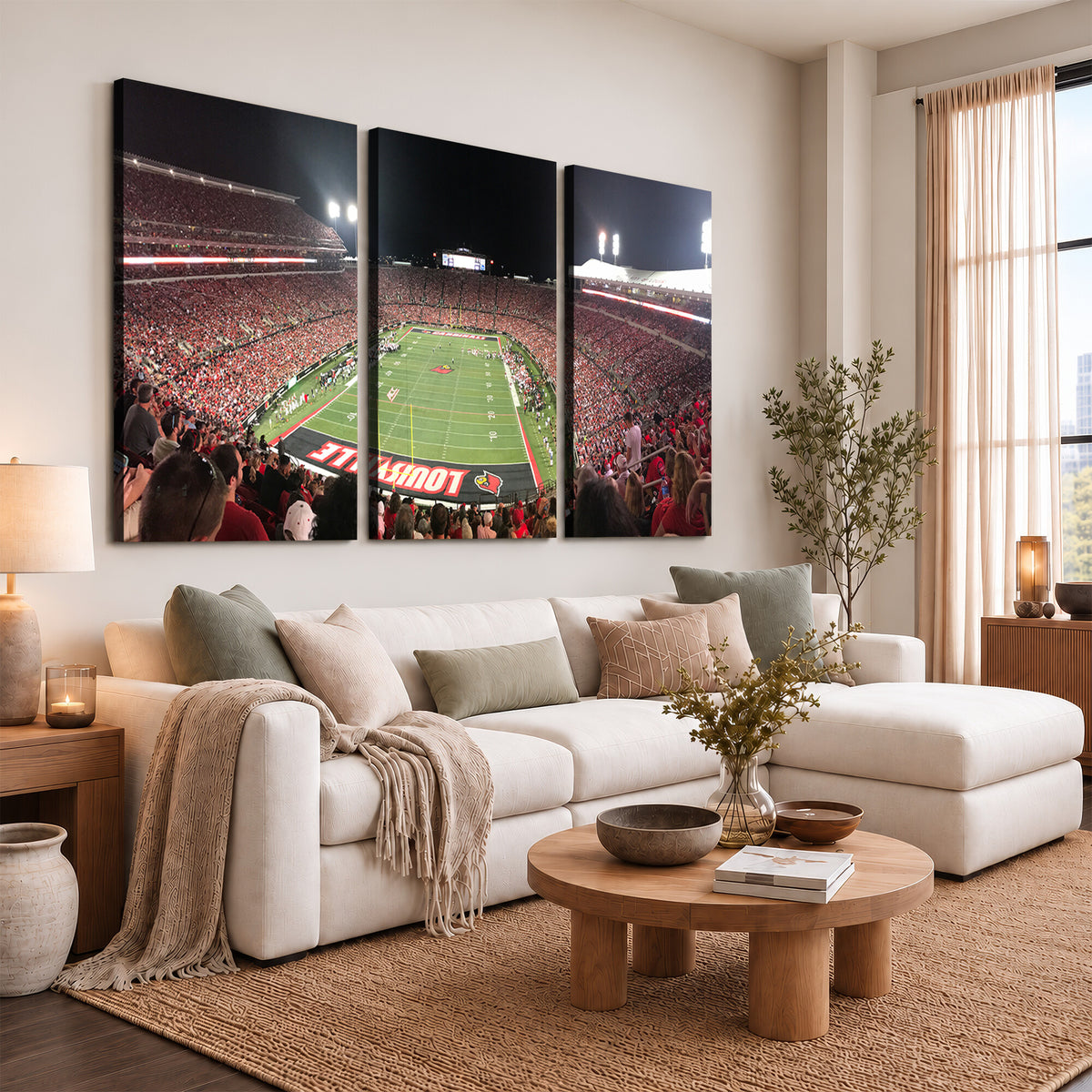 51251-PAN-FL-20X10 - University of Louisville Cardinals Football Team Print - Louisville Cardinal Stadium Wall Art Canvas