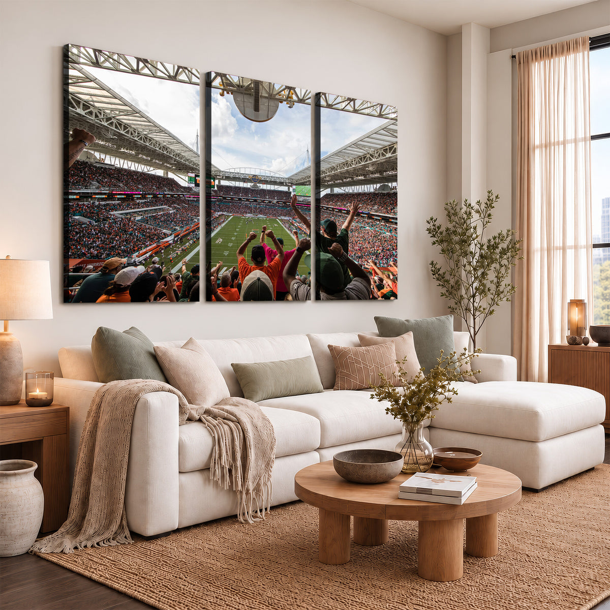 66239-PAN-FL-20X10 - Miami Hurricanes Football Team Wall Art Print - Miami Hard Rock Stadium Wall Art Canvas Print