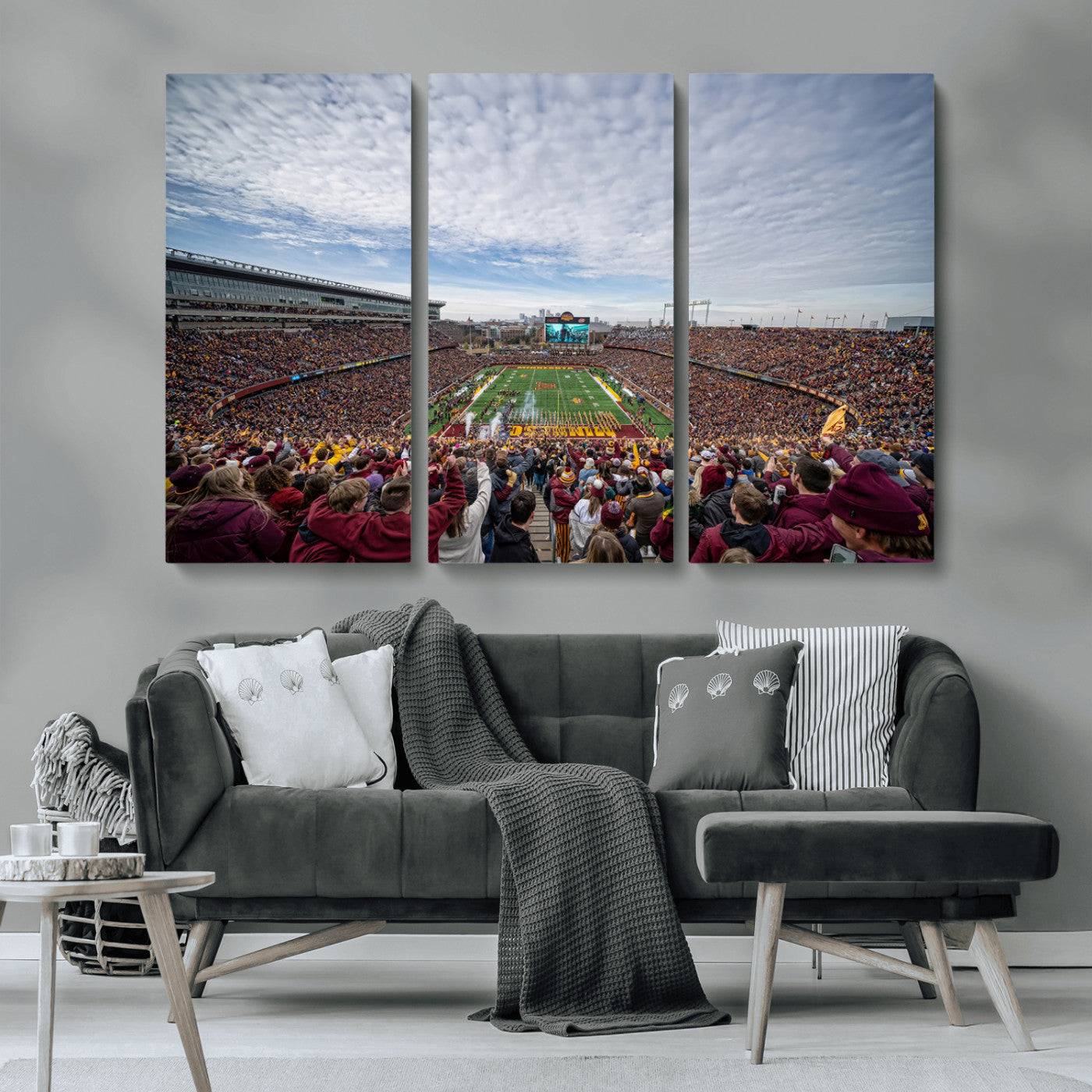 MGV-CV-48X32-3P - University of Minnesota Golden Gophers Football Team Print - Minneapolis Huntington Bank Stadium Art