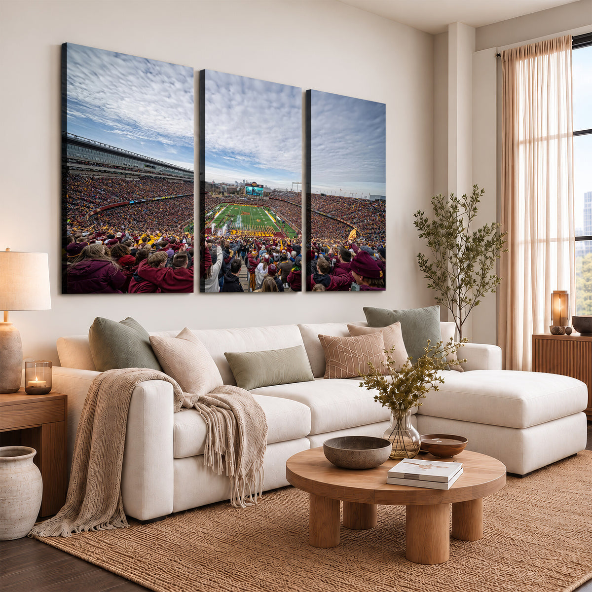 38459-PAN-FL-20X10 - University of Minnesota Golden Gophers Football Team Print - Minneapolis Huntington Bank Stadium Art