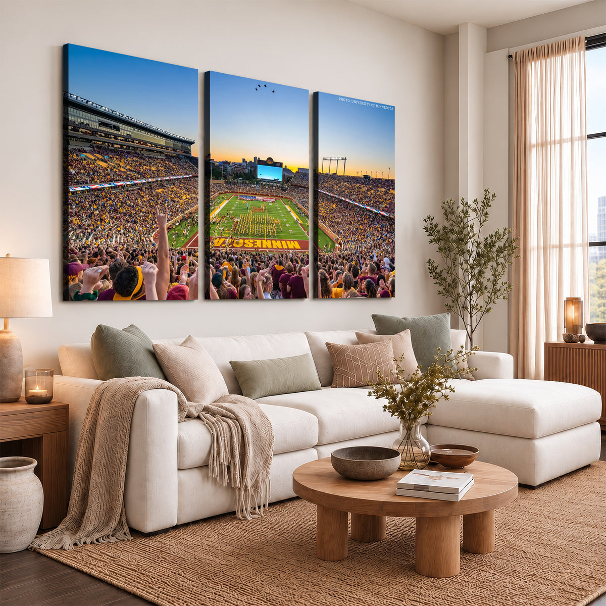 63452-PAN-FL-20X10 - University of Minnesota Golden Gophers Football Team Print - Minneapolis Huntington Bank Stadium
