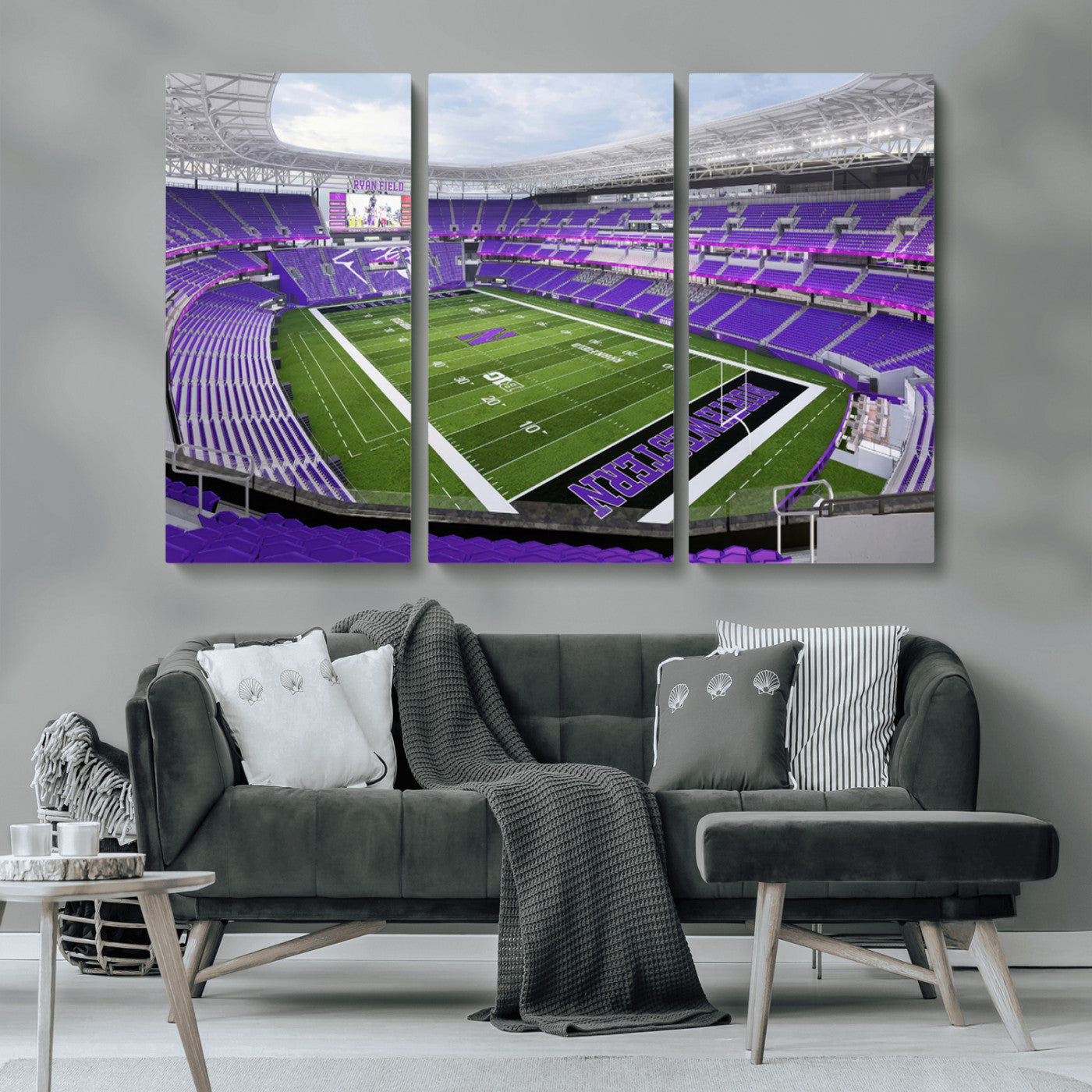MGV-CV-48X32-3P - Northwestern University Wildcats Football Team Print - Evanston Ryan Field Wall Art Canvas Print