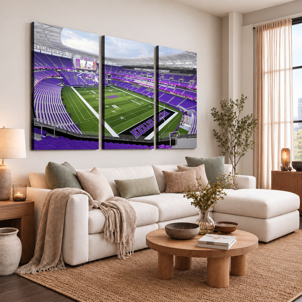 49190-MGV-CV-36X24 - Northwestern University Wildcats Football Team Print - Evanston Ryan Field Wall Art Canvas Print