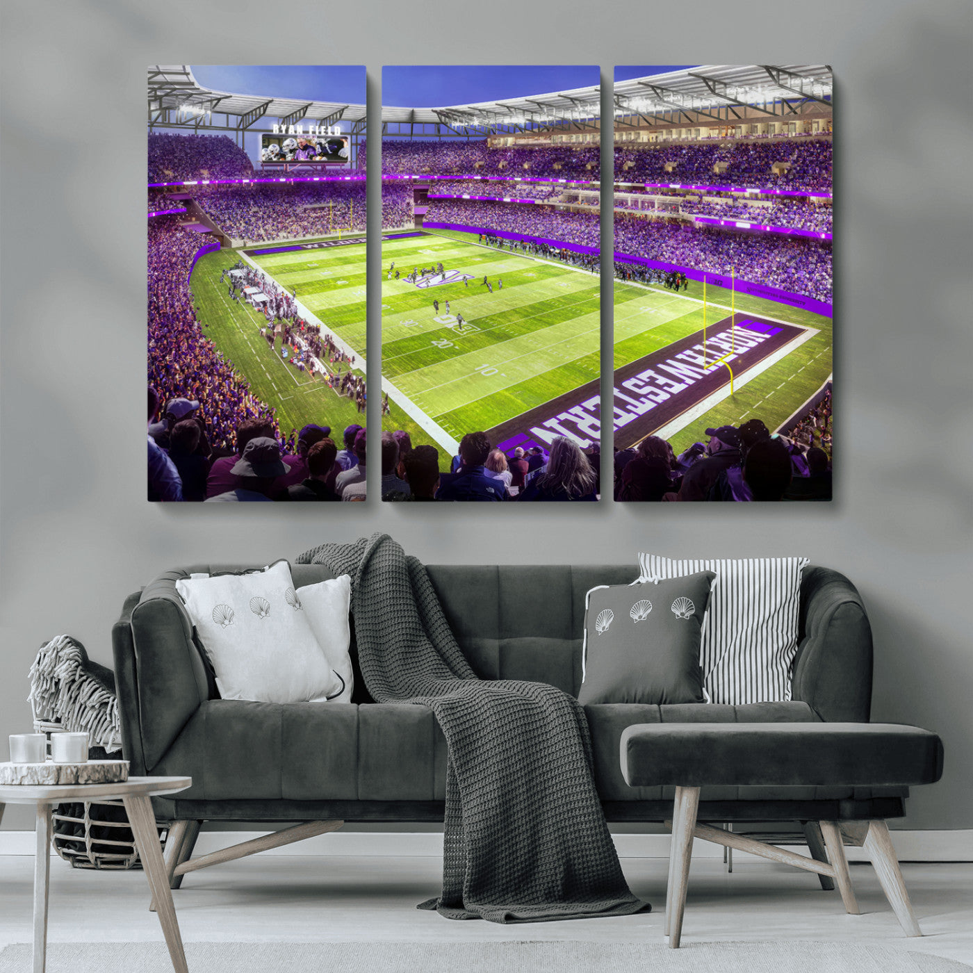 MGV-CV-48X32-3P - Northwestern University Wildcats Football Team Print - Evanston Ryan Field Wall Art Canvas Print